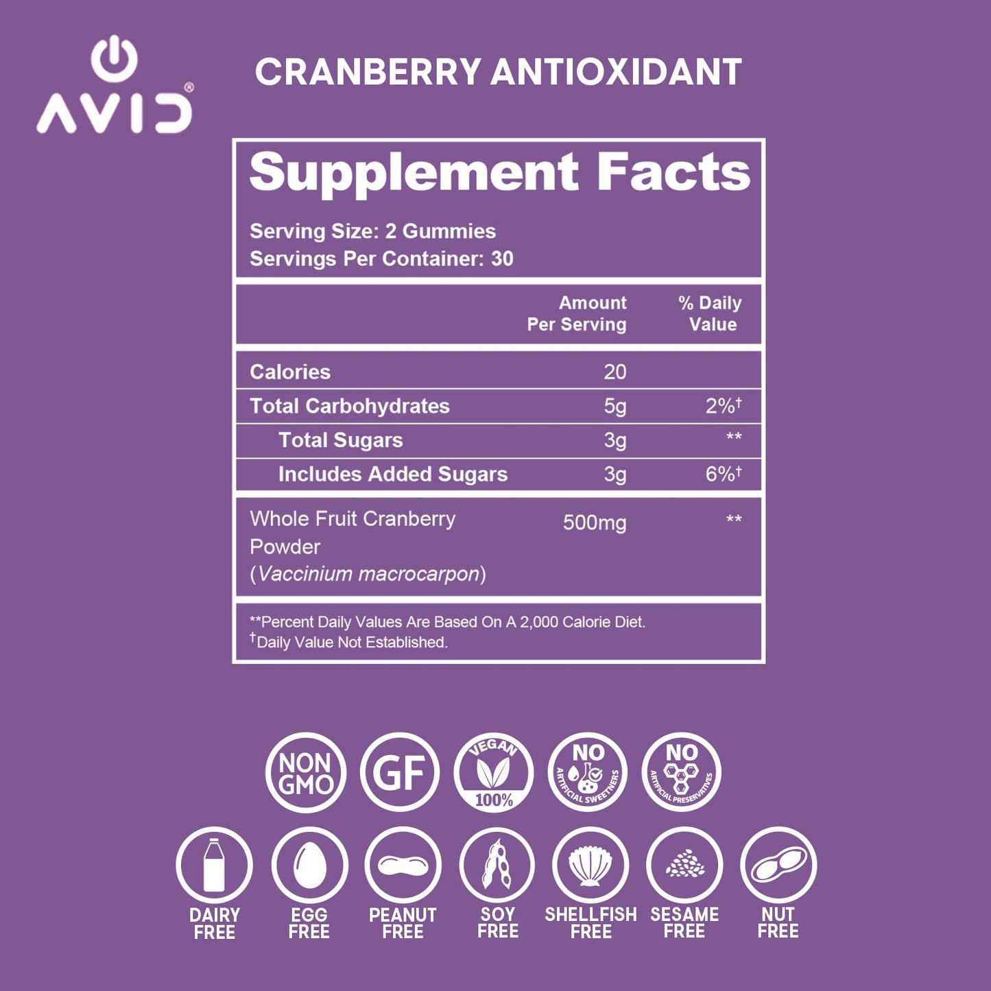 Avid Feminine Health Cranberry Antioxidant Gummies for Women, 60 Count