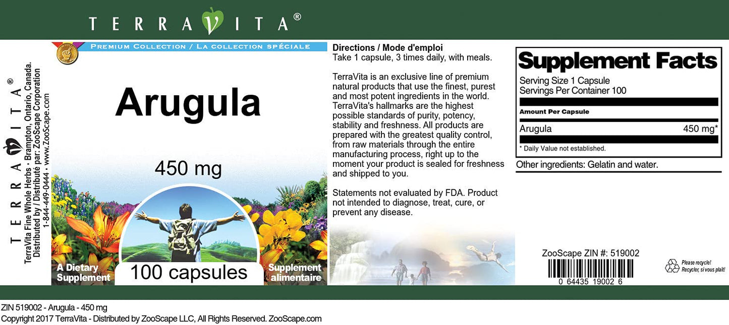 Terravita Arugula 450 mg Capsules, 300 Capsules