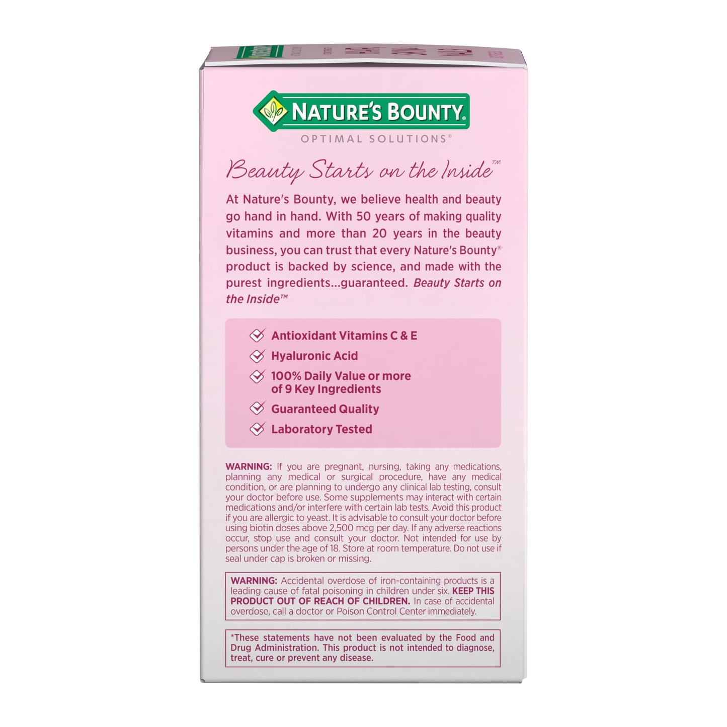 Nature's Bounty Advanced Hair, Skin & Nails, Argan-Infused Vitamin Supplement with Biotin and Hyaluronic Acid Softgels, 150 Count