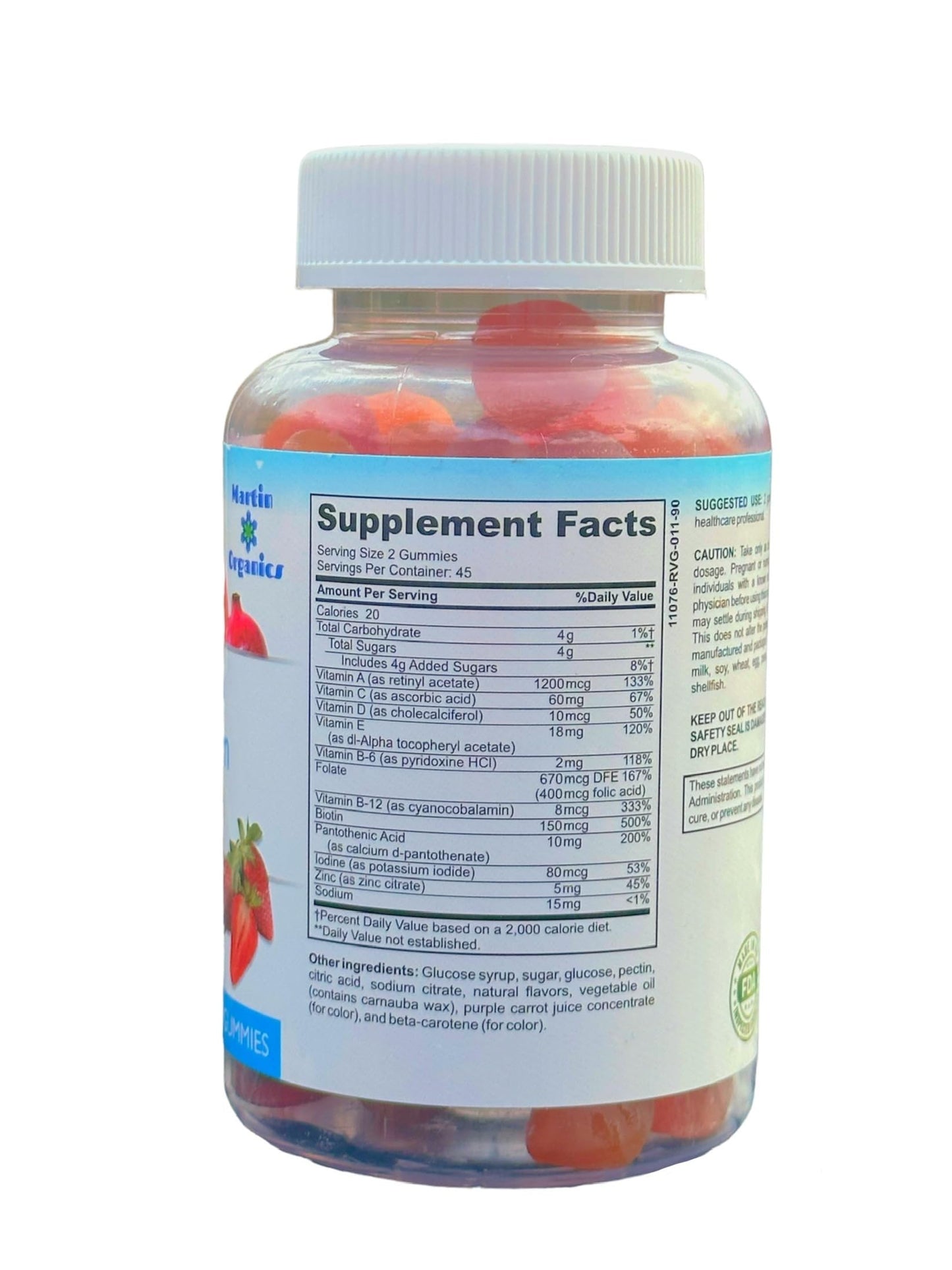 Martin Organics Multivitamin Gummies for Women and Men, 90 Count