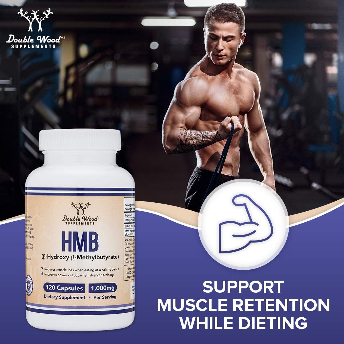 Double Wood Supplements HMB Supplement Capsules 120 Count