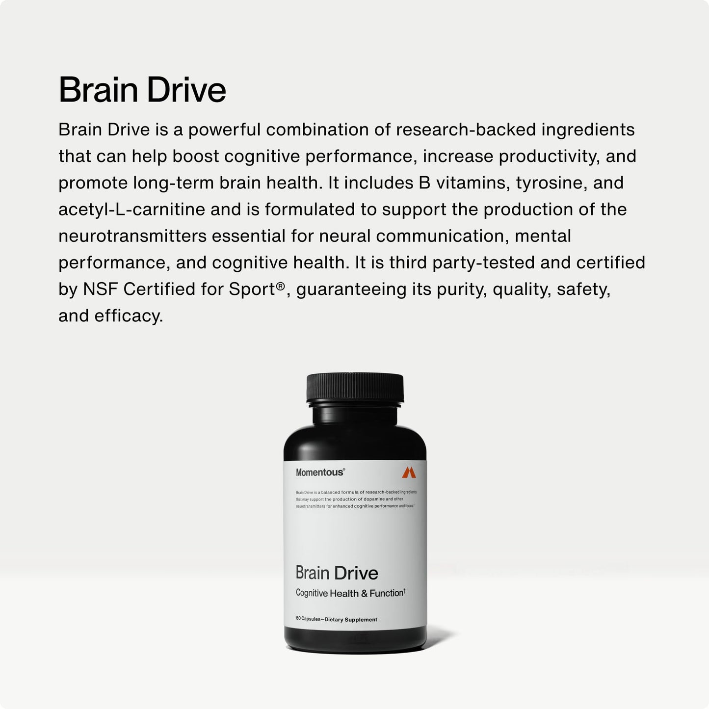 Momentous Brain Drive Nootropic Supplement Capsules 60 Count