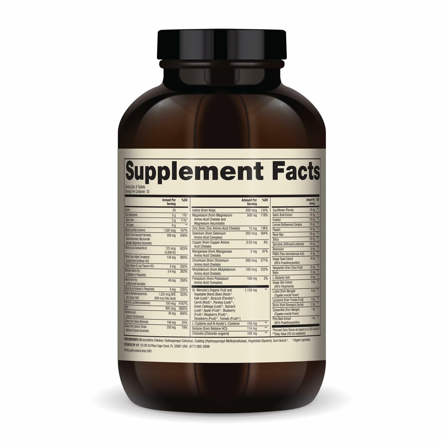 Dr. Mercola Whole-Food Complex with Added Multivitamin Plus Vital Minerals Tablets, 240 Count