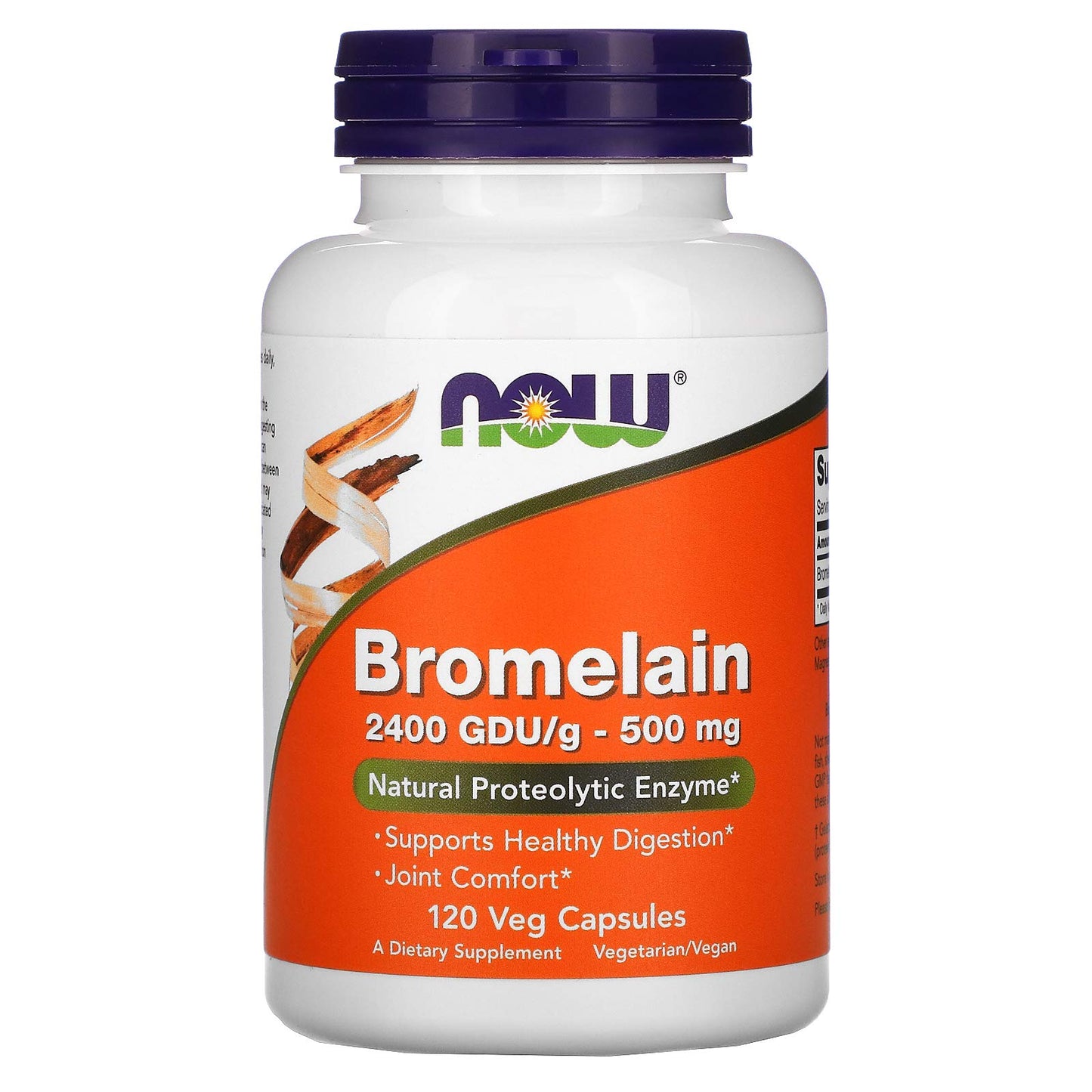 NOW Foods Bromelain 2400 GDU/500 mg Capsules, 120 Veg Capsules