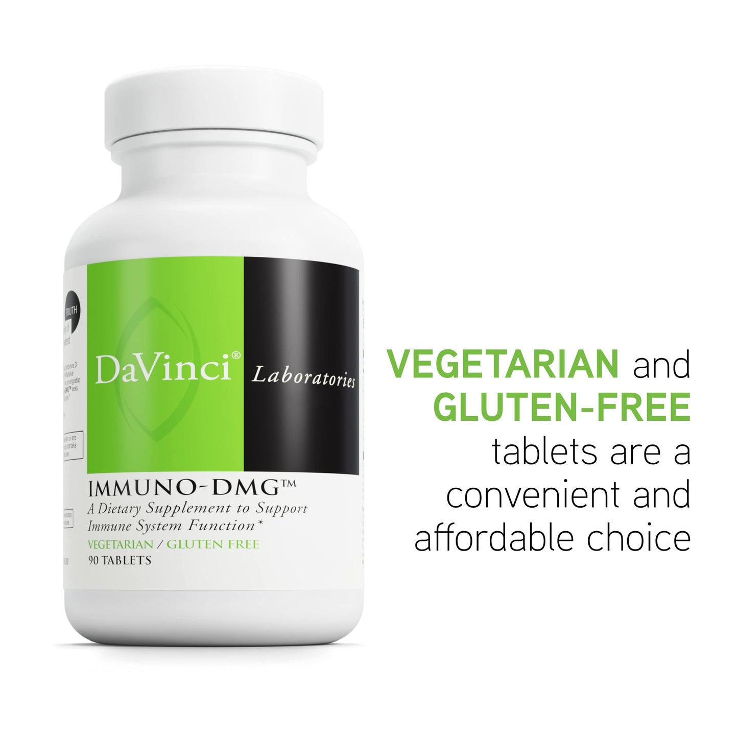 DAVINCI Immuno-DMG Dietary Supplement to Balance and Support Immune System Functions with DMG, Maitake Powder, Larch Tree and Beta Glucan - Gluten-Free, 90 Vegetarian Tablets