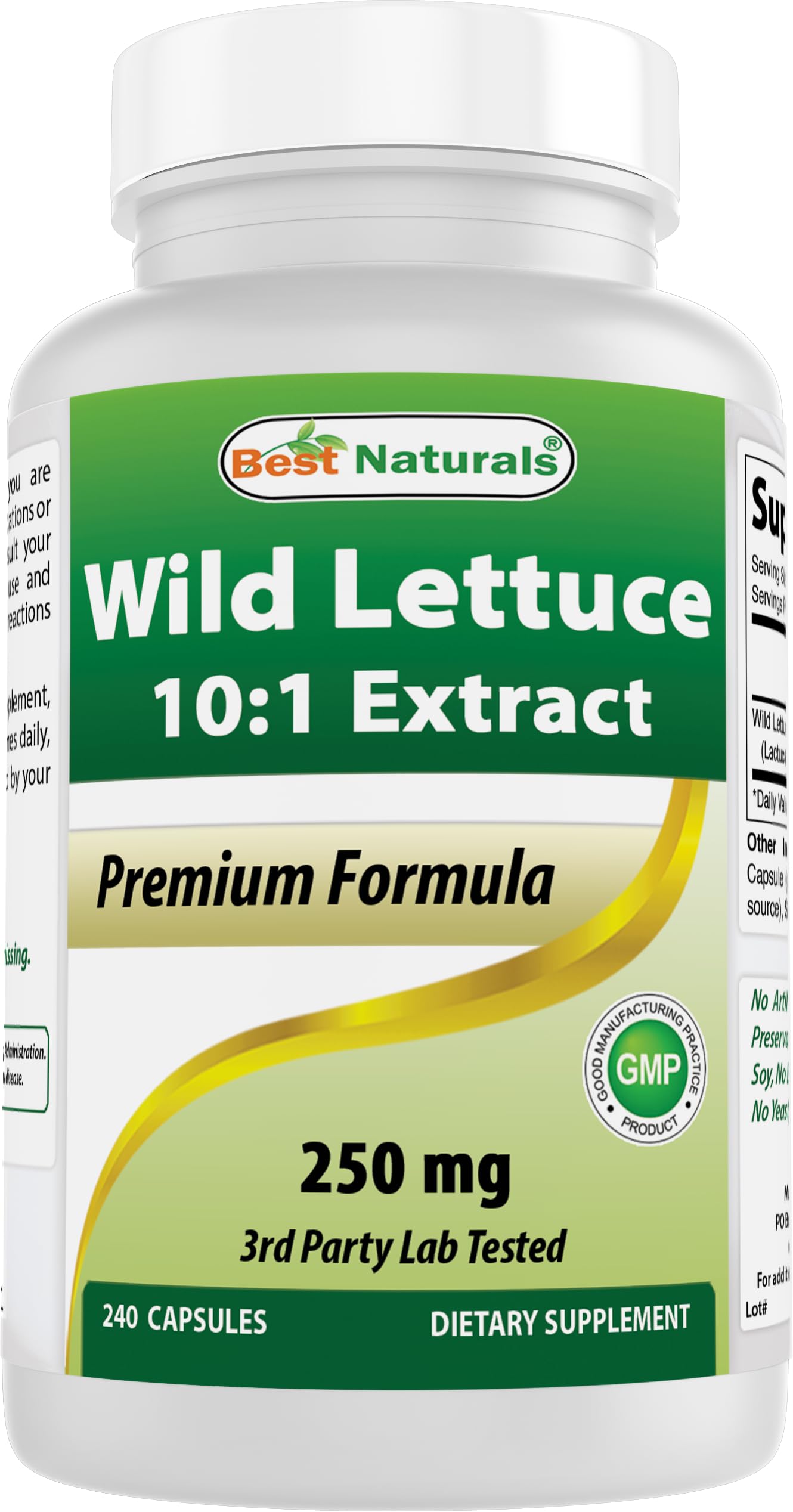 Best Naturals Wild Lettuce 10:1 Extract 250 mg Capsules 240 Count