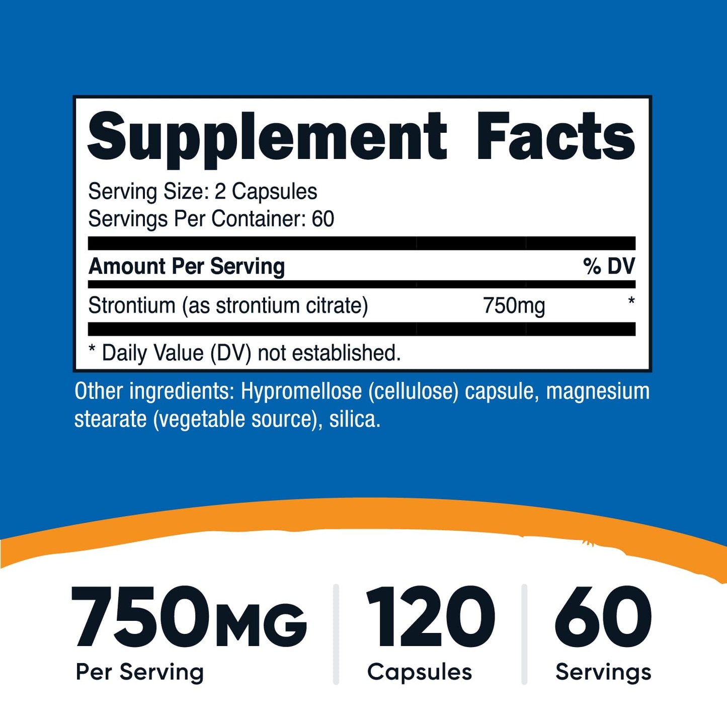 Nutricost Strontium 750mg Capsules, 120 Count