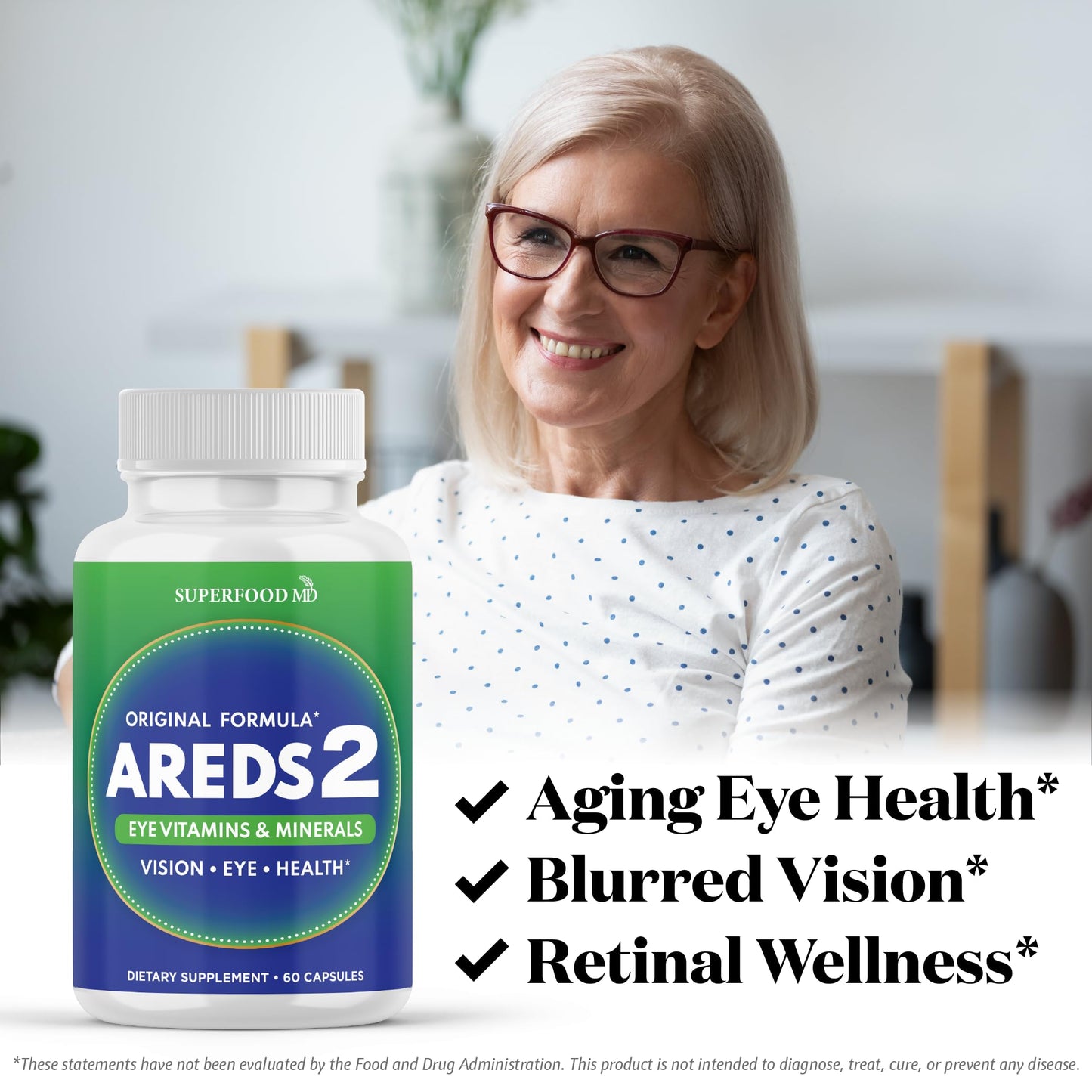 Superfood MD AREDS 2 Eye Vitamin & Mineral Supplement Capsules, 180 Count