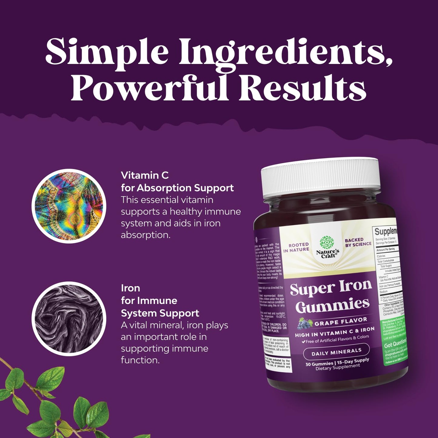 Natures Craft Iron Supplement Gummies 30 Count