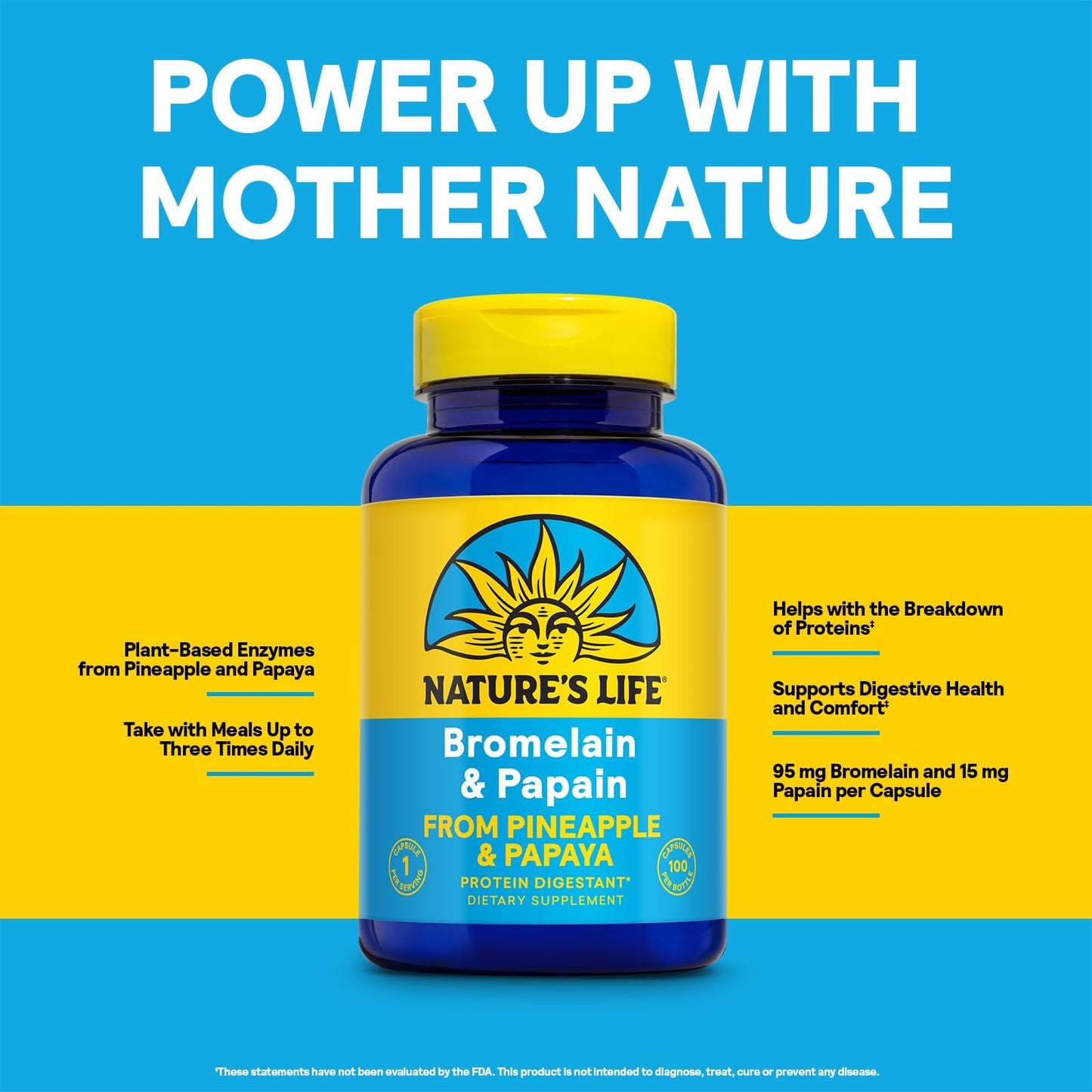 Nature's Life Bromelain & Papain from Pineapple and Papaya Capsules, 100
