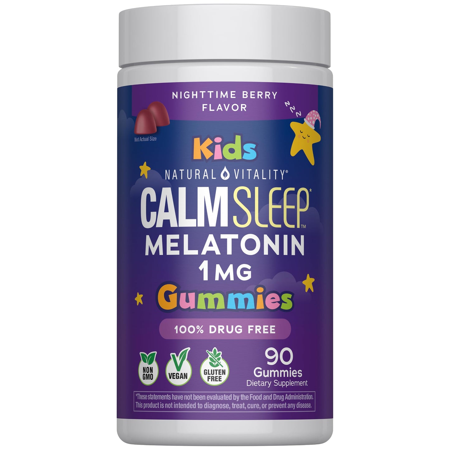 Natural Vitality Kids Calm Sleep Melatonin 1mg Gummies, 90 Count