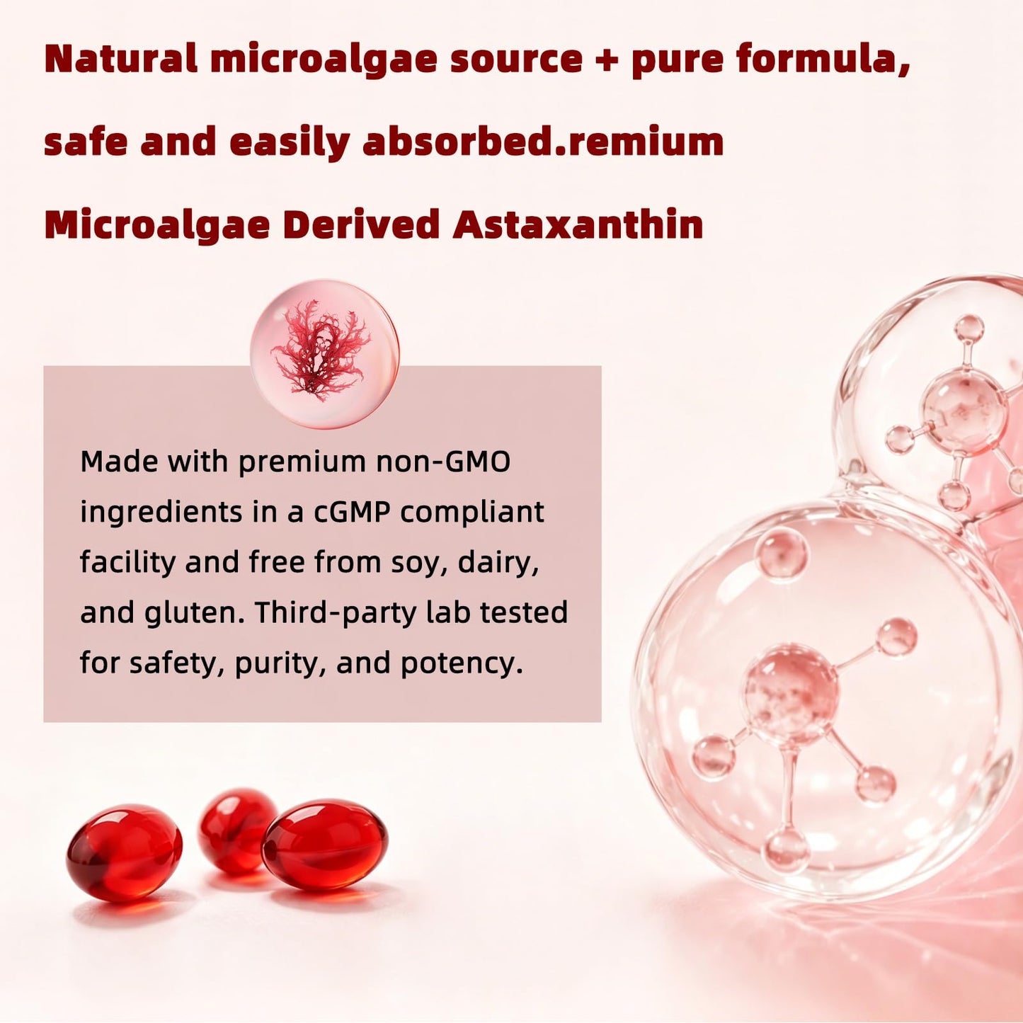 VITARENEW Astaxanthin 24mg Complex with Phosphatidylcholine, Lutein & Vitamin E High-Absorption Softgel 80 Softgels