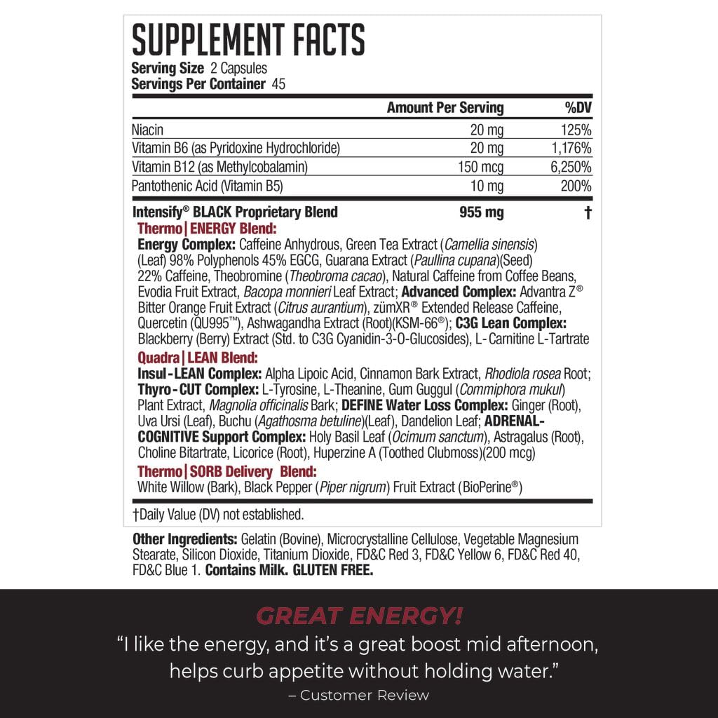 Intensify NDS Nutrition Black Thermogenic with Advantra Z Capsules 90 Count