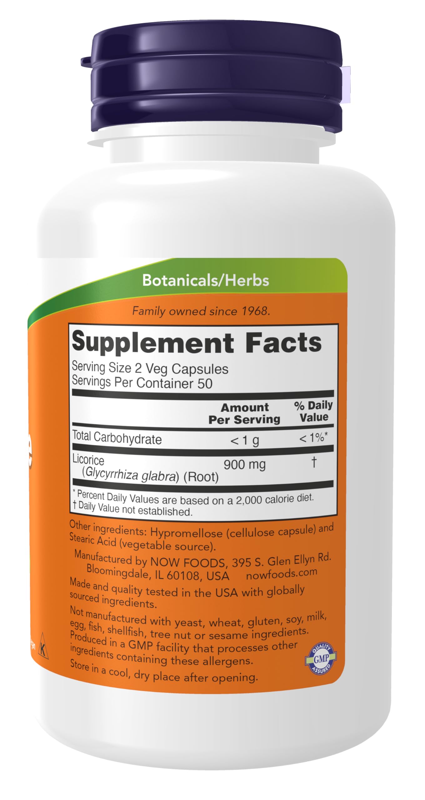 NOW Foods Licorice Root 450 mg Capsule, 100 Veg Capsules