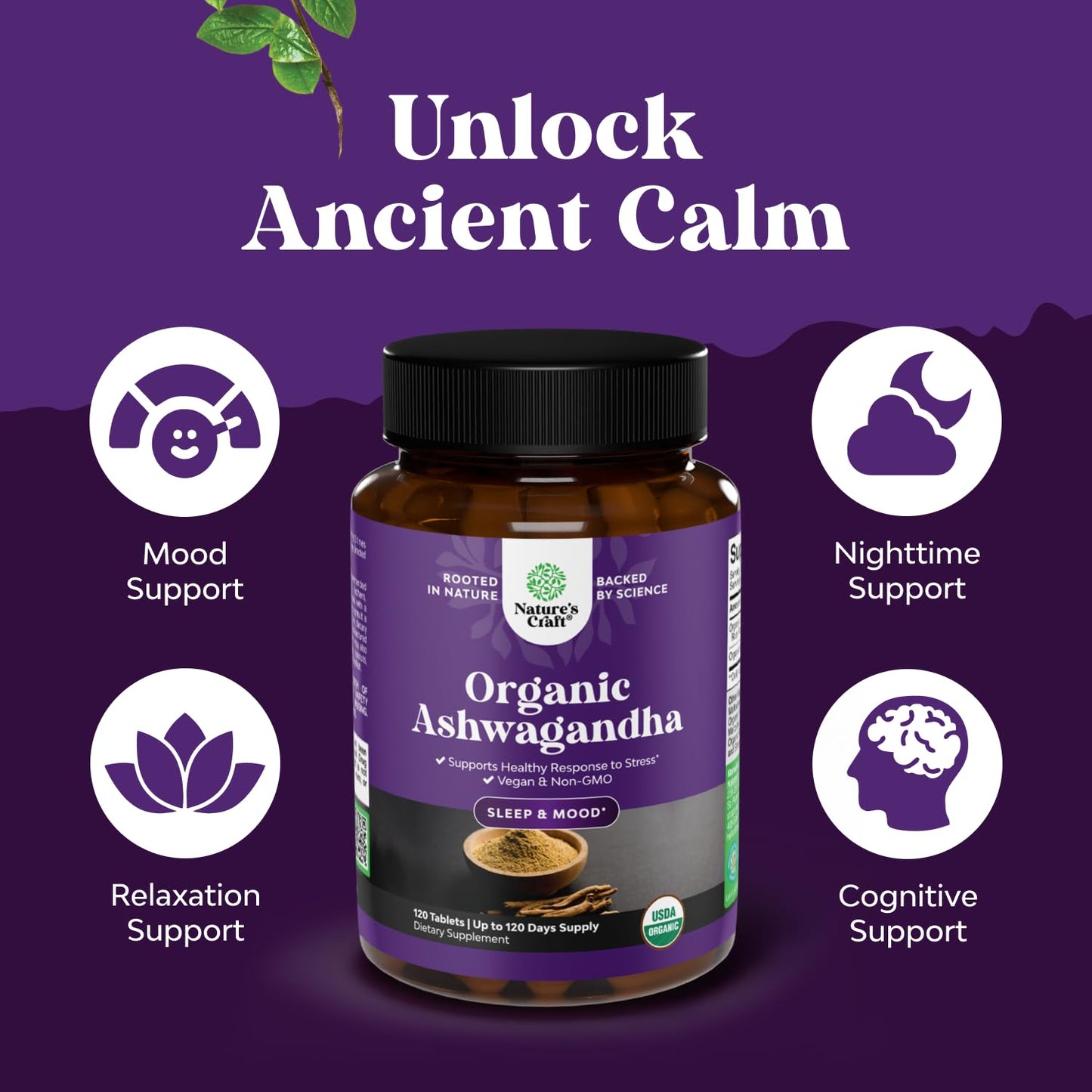 Natures Craft High Strength Organic Ashwagandha Tablets 120 Count