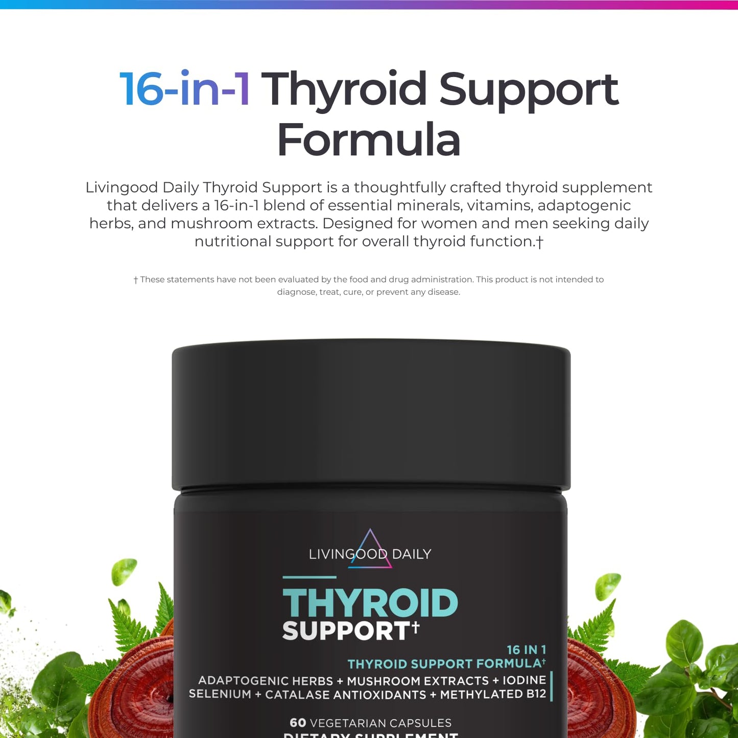 Livingood Daily Thyroid Support Supplement Capsules, 60 Count