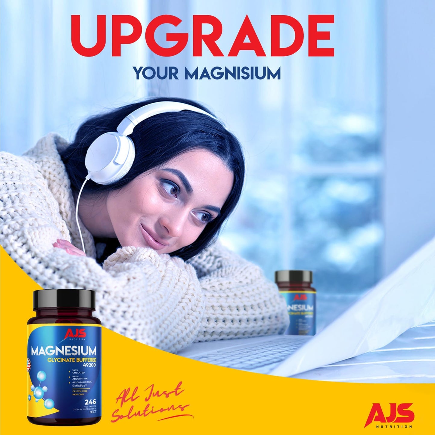 AJS Nutrition Magnesium Glycinate 400mg Tablets, 492 Count