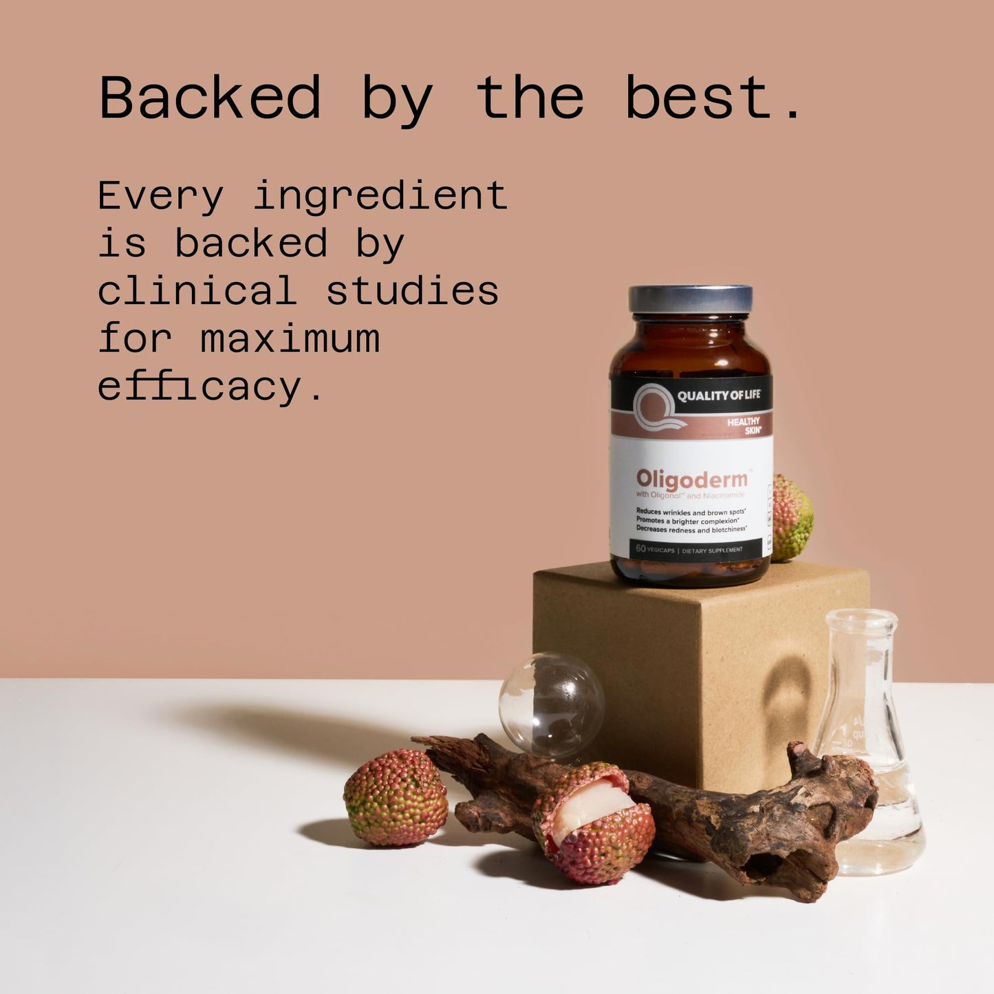 Quality of Life Oligoderm Premium Skin Support Supplement Featuring Oligonol and Niacinamide Capsule, 120 Capsules