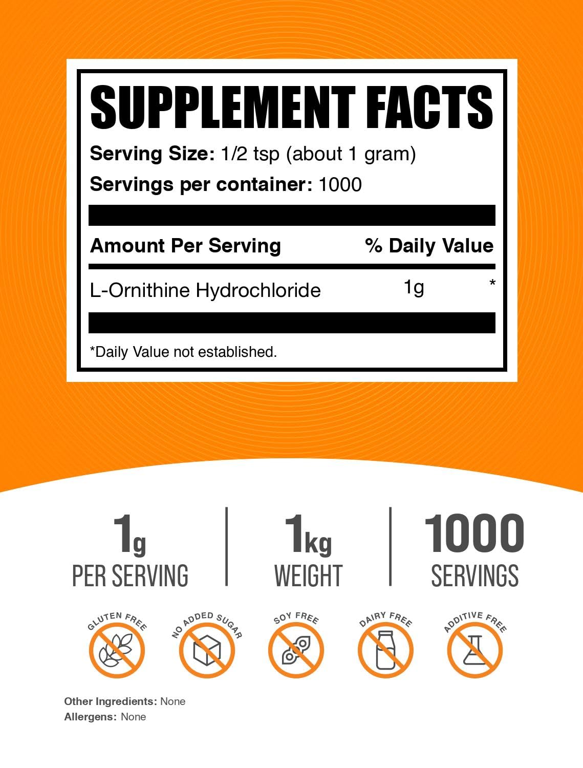 BulkSupplements L-Ornithine HCl Powder 35.27