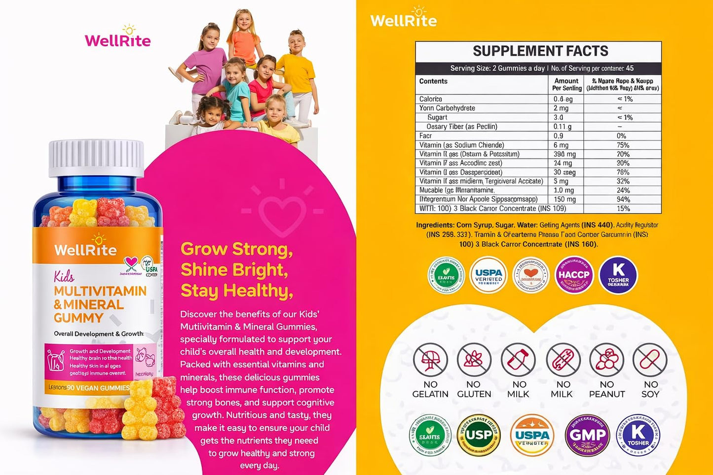 Wellrite Kids Multivitamin Gummies 60 Count