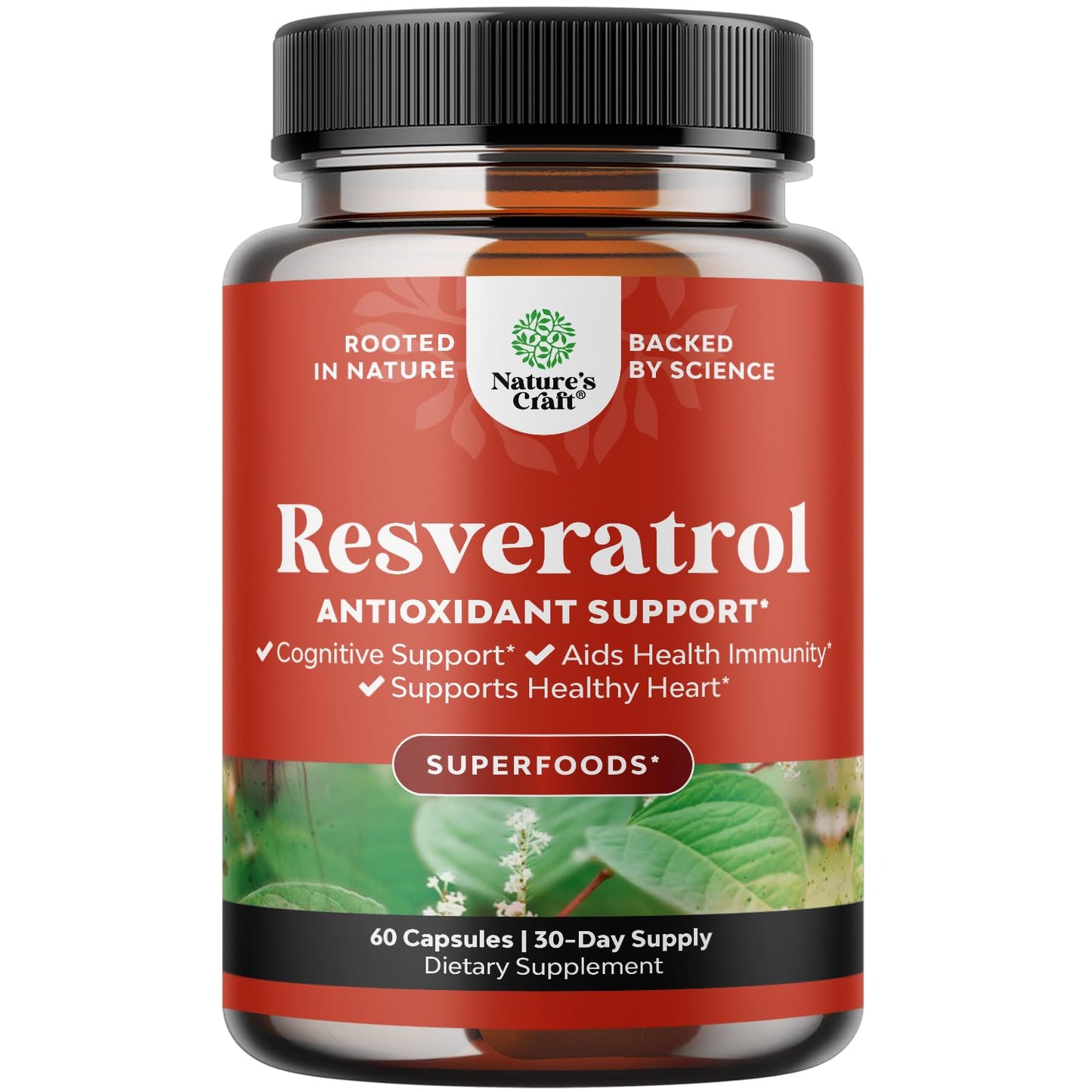 Natures Craft Youthful Trans Resveratrol Supplement Capsules, 60 Count
