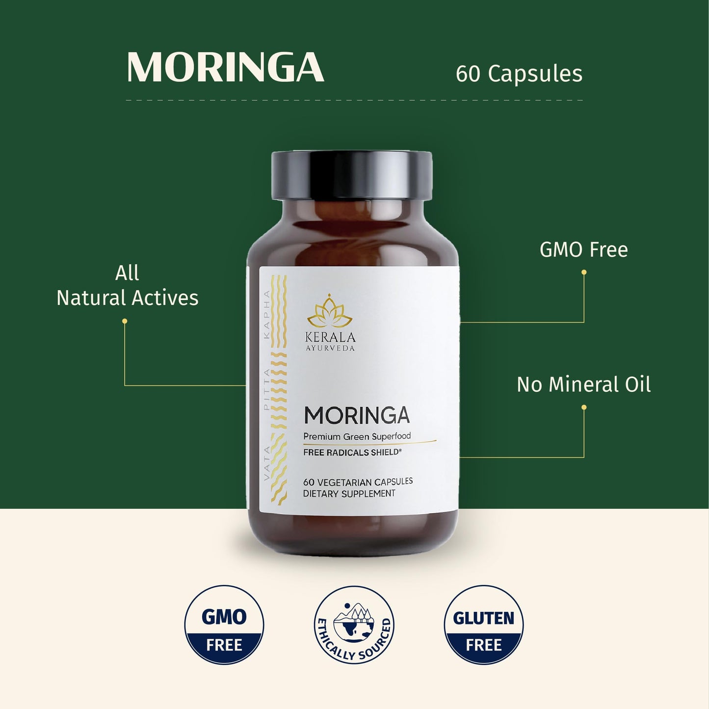 Kerala Ayurveda Moringa 450 mg Leaf Extract, 60 Veg Capsules