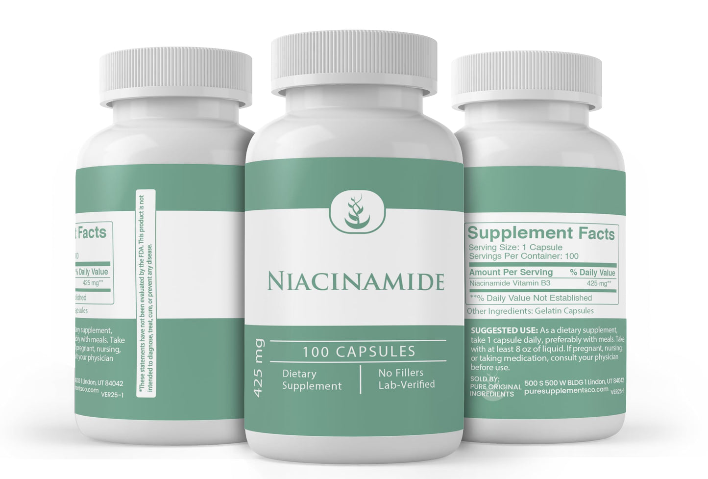 PURE ORIGINAL INGREDIENTS Niacinamide (Vitamin B3) Capsule, 100 Count