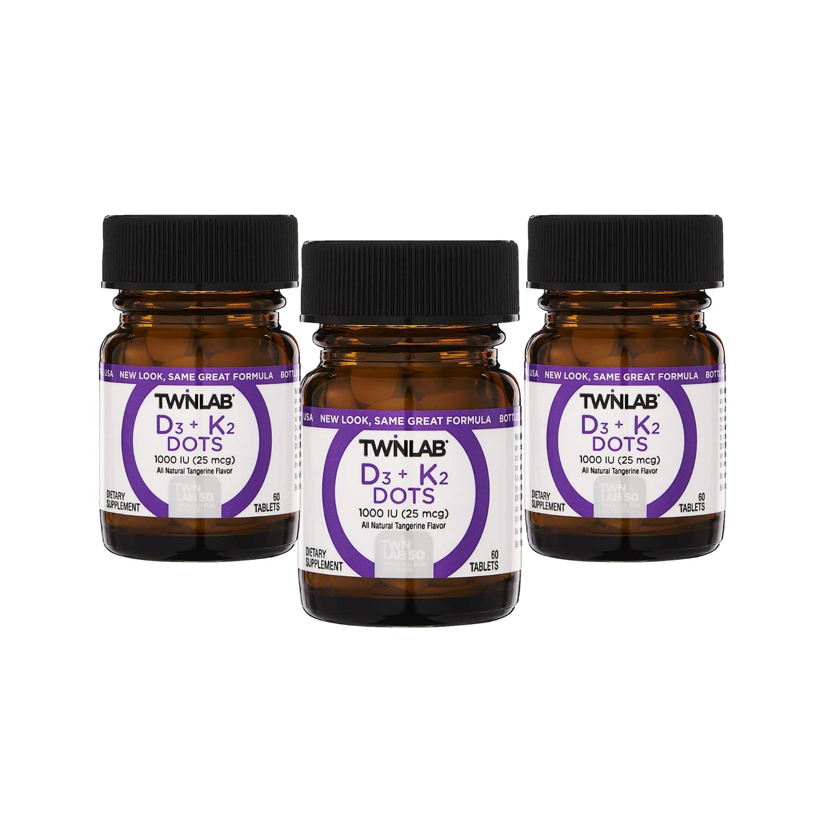 Twinlab Vitamin D3 1000 & K2 Dots Tablets, 120 Count