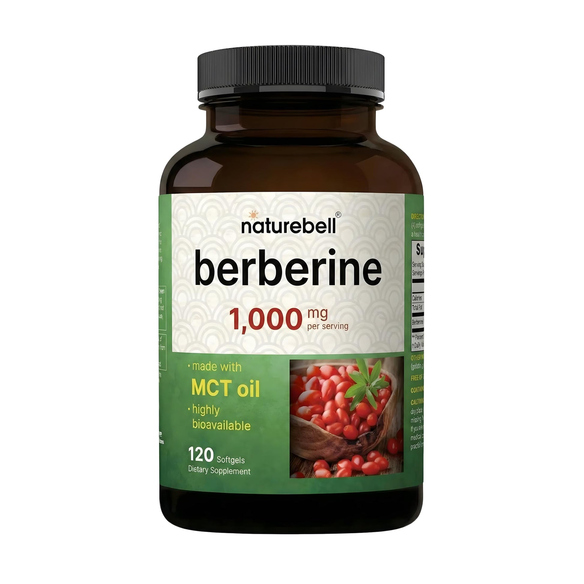 NatureBell Berberine 1,000mg Softgels 120 Count