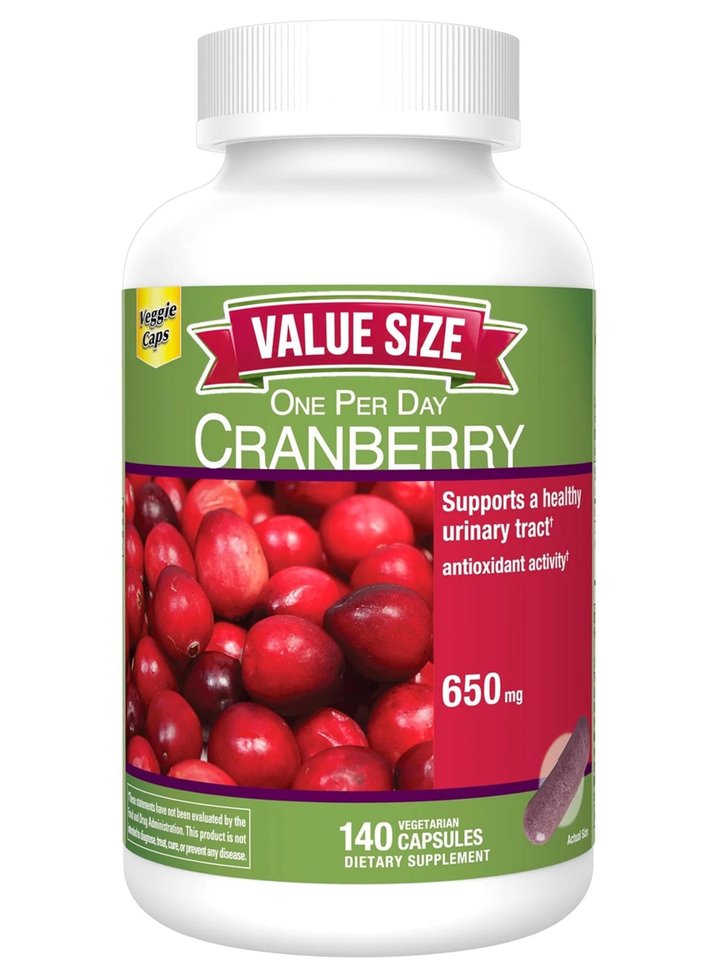 Generic Nature Cranberry 650mg Capsules, 140 Vegetarian Capsules