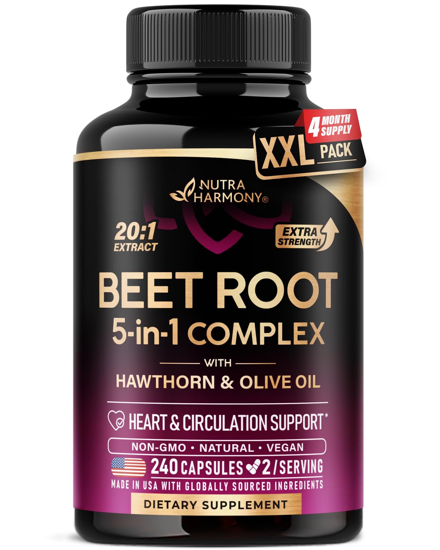 NutraHarmony Beet Root 5-in-1 Complex Capsules 240