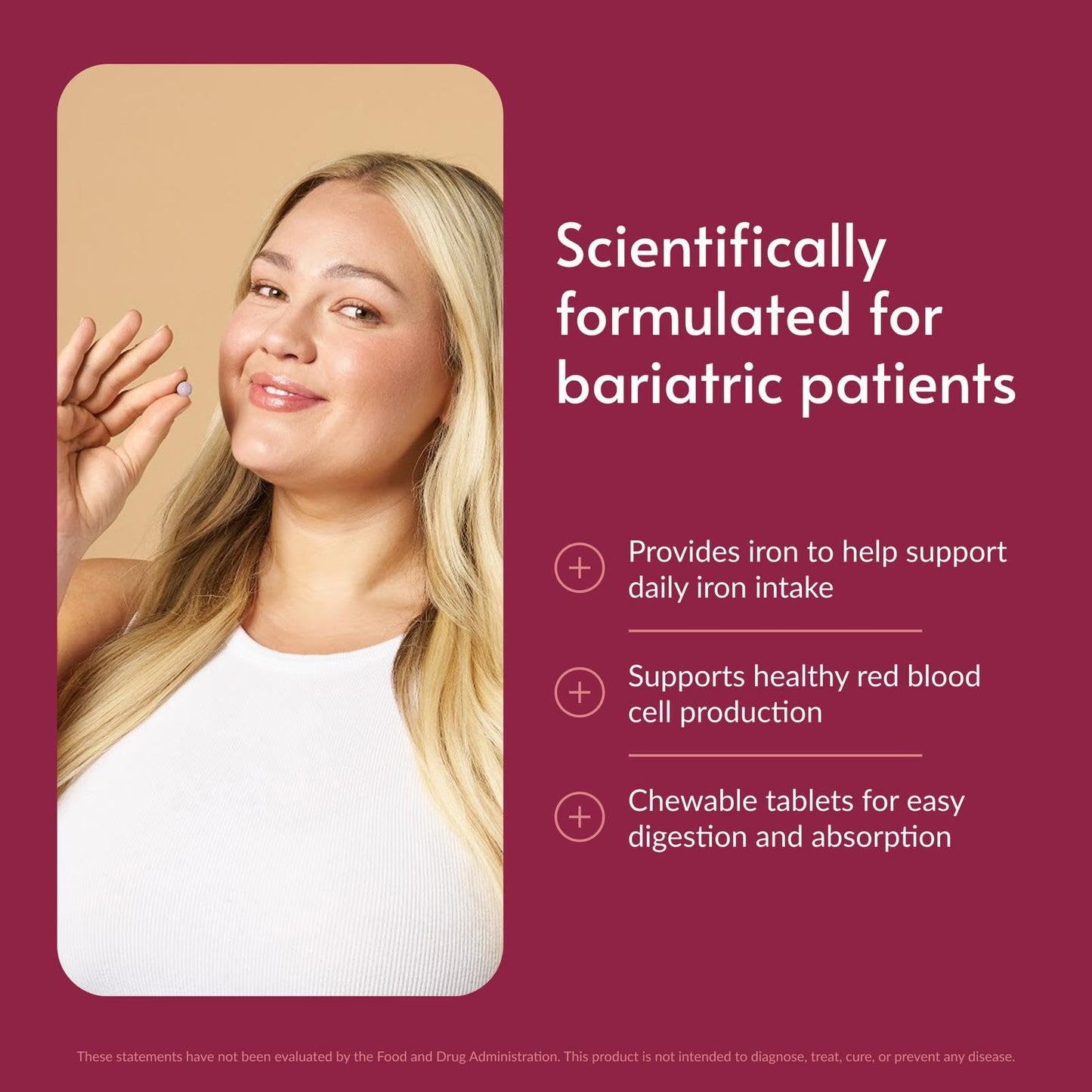 Bariatric Advantage Iron 18 mg with Vitamin C Ferronyl Carbonyl Iron Tablet 30 Count