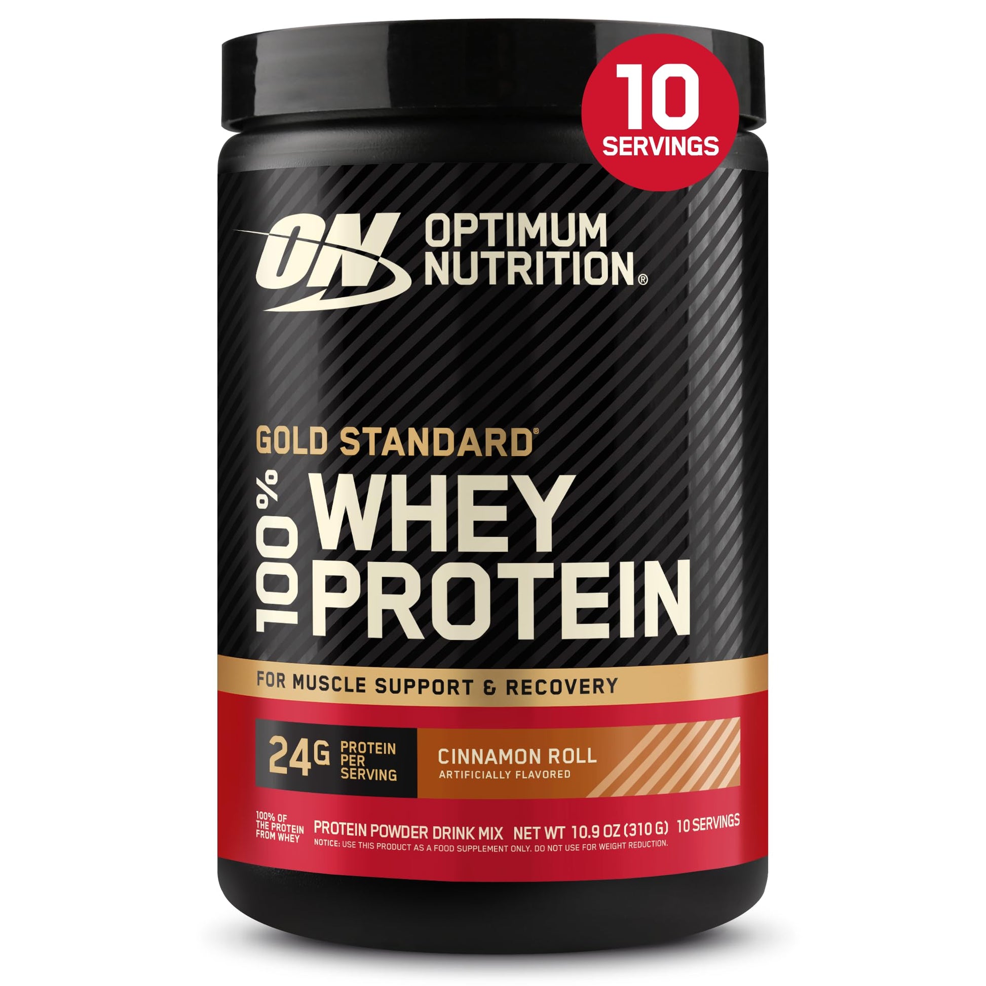 Optimum Nutrition Gold Standard 100% Whey Protein Powder Cinnamon Roll, 10.9 Ounce Pack of 1