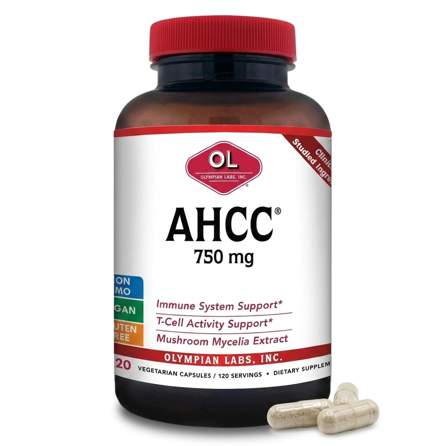 Olympian Labs Premium AHCC Supplement 750mg per Capsule, 120 Capsules