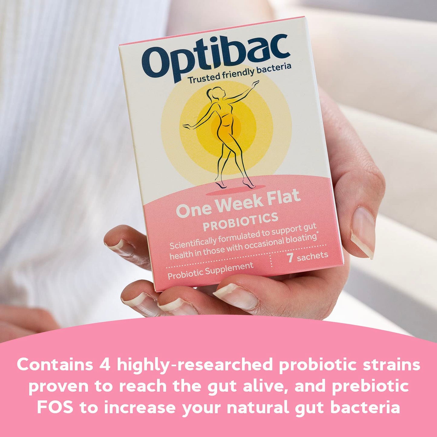 OptiBac Probiotics One Week Flat - Vegan Probiotic Supplement for Digestion, Gut Health & Occasional Bloating, 5 Billion CFU, 7 Capsules