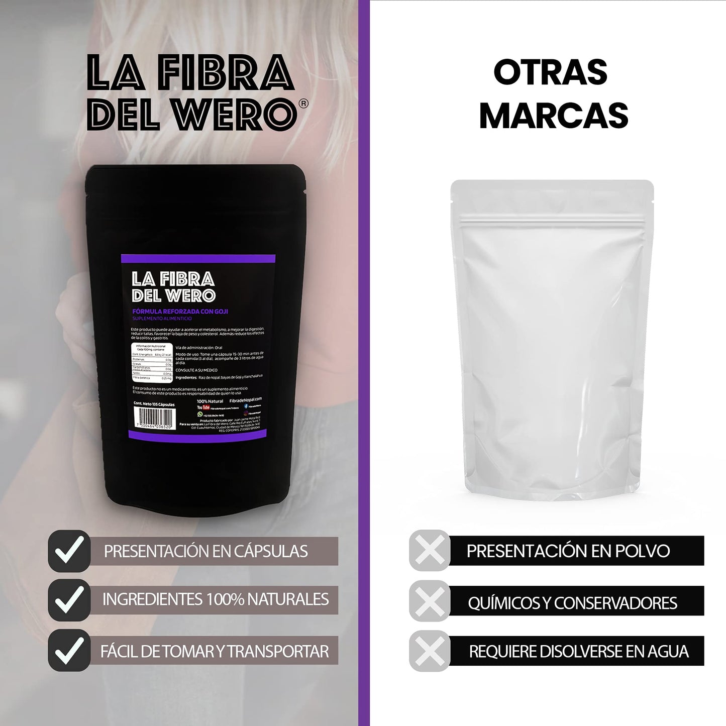 La Fibra del Wero Cactus Fiber with Goji Fruits Capsule, 1 Capsule