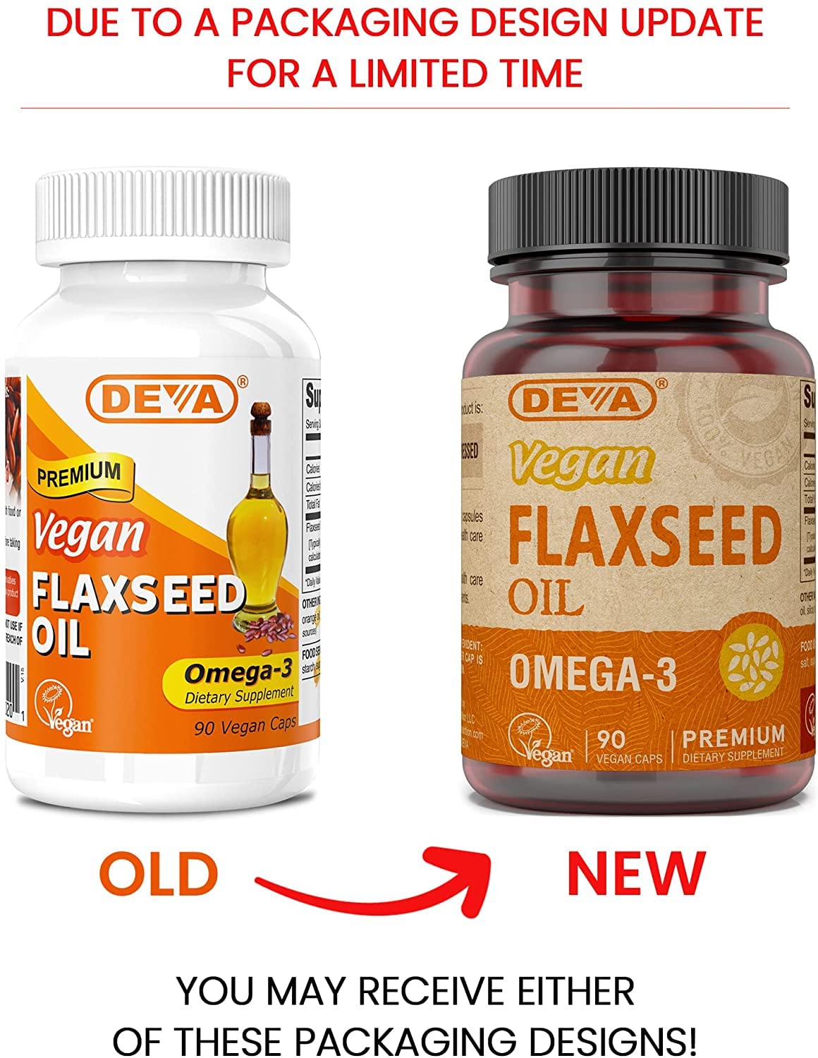 DEVA Organic Vegan Flax Seed Oil 1000mg Softgels, 270 Count