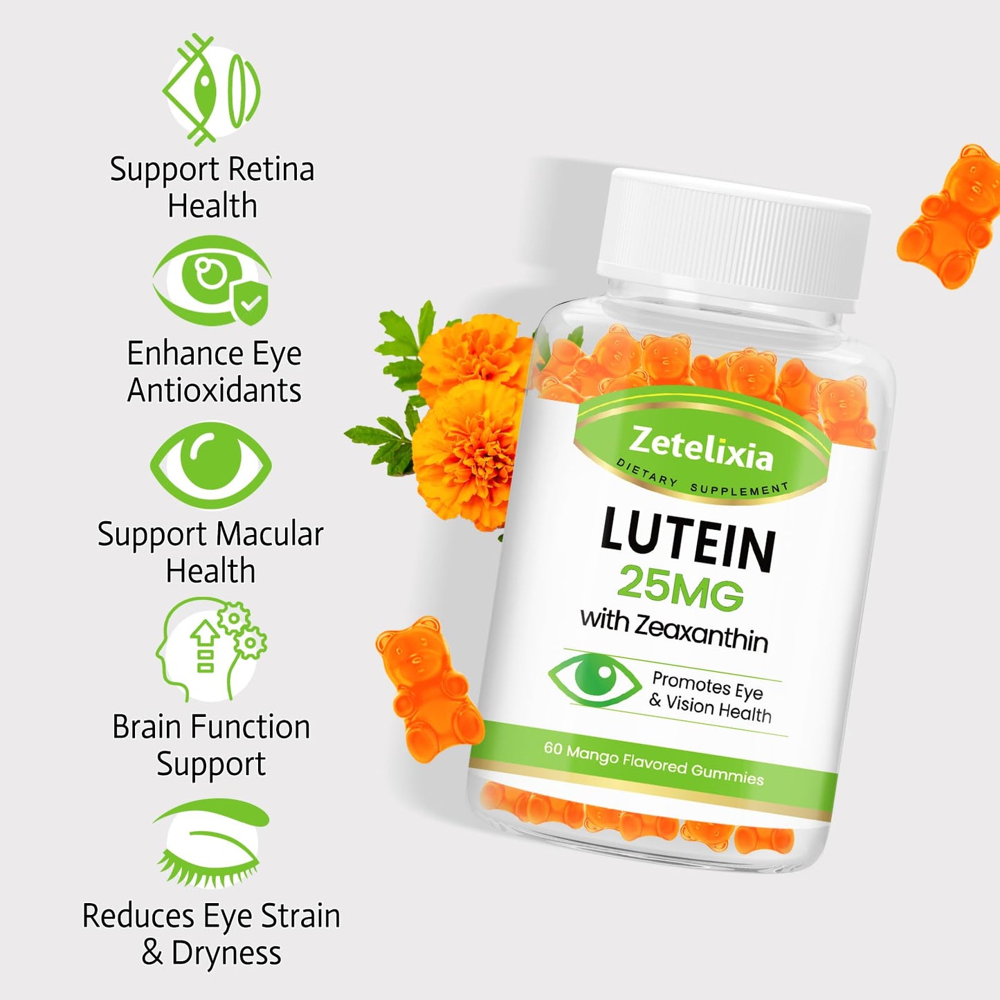 Zetelixia Lutein 25mg Gummies, 60 Count
