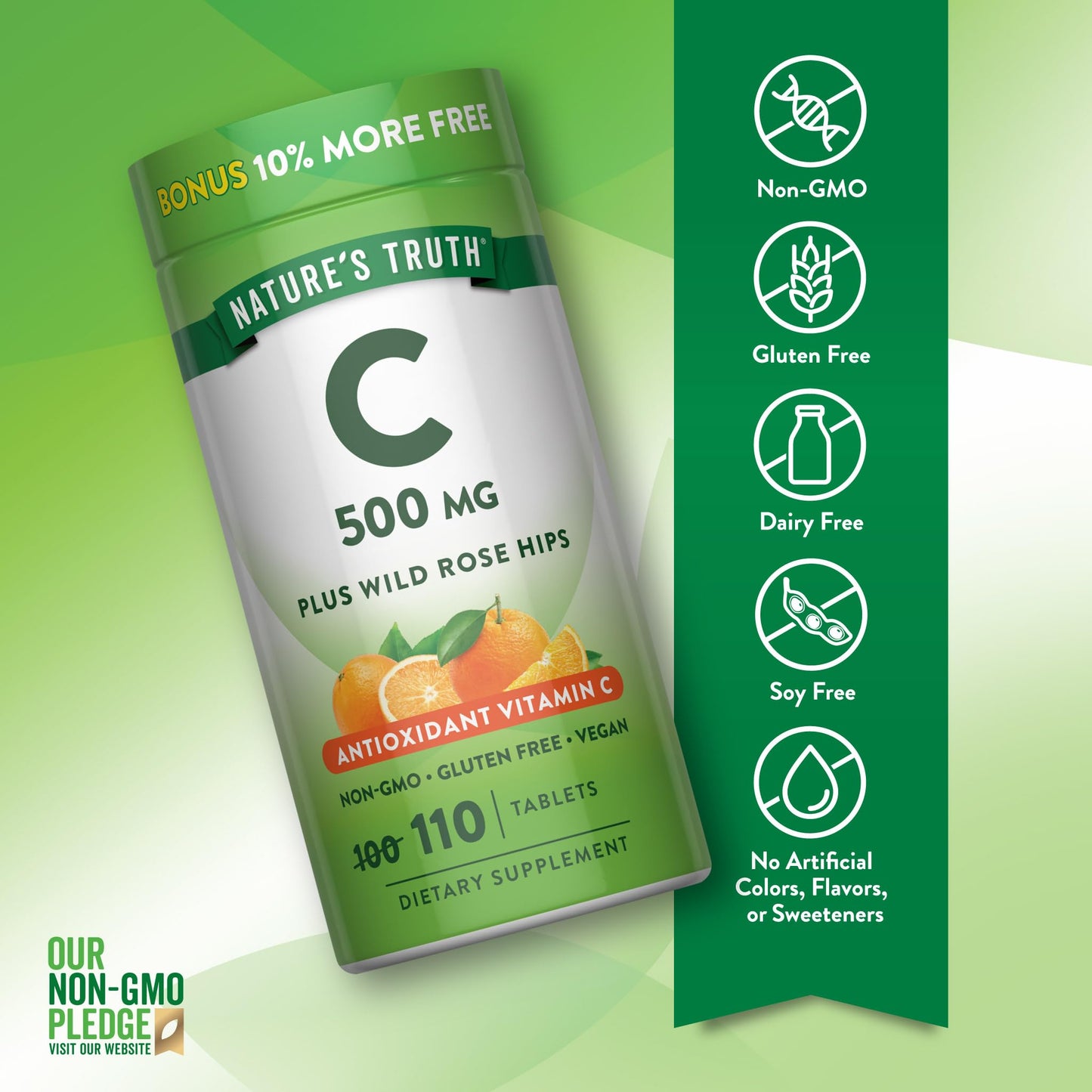 Nature's Truth Vitamin C with Rose Hips 500 mg Tablet 110 Tablets