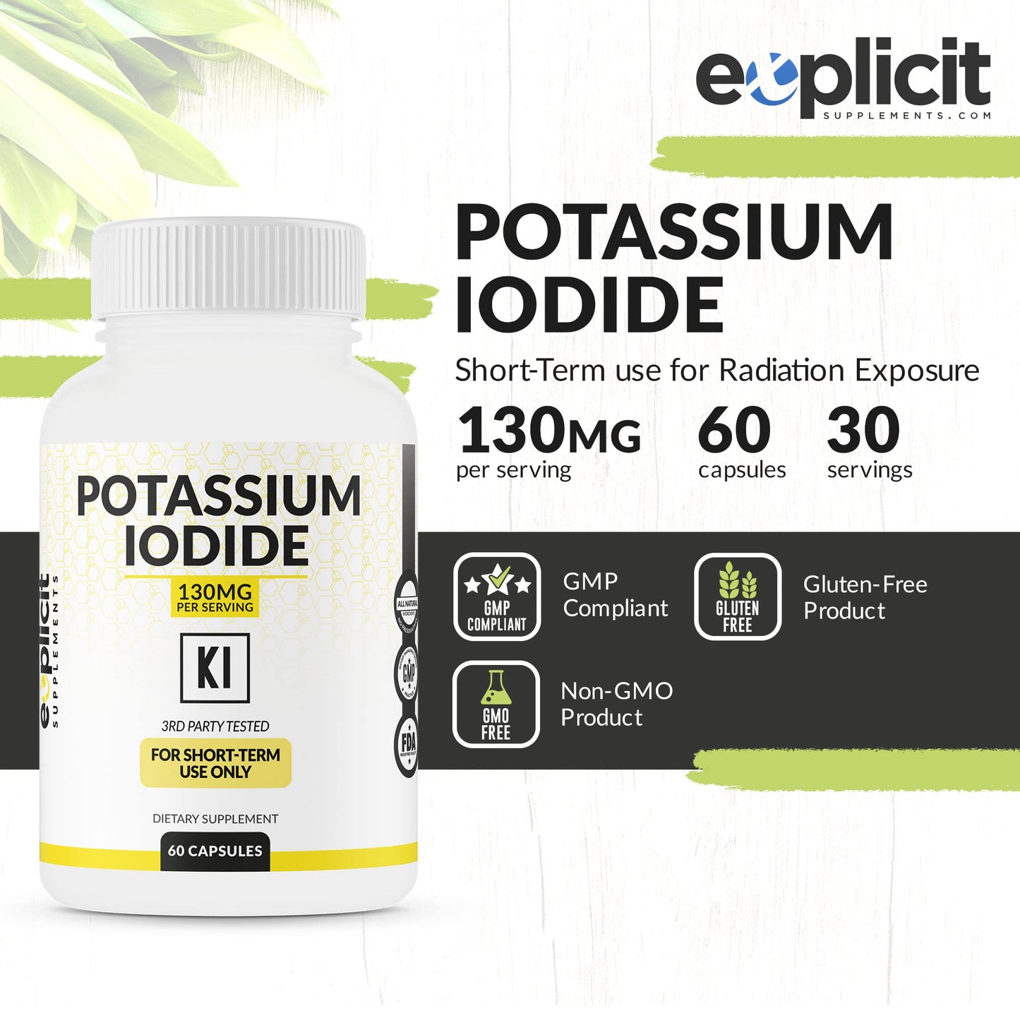 eXplicit Supplements Potassium Iodide 130 mg Capsules - 120 Capsules