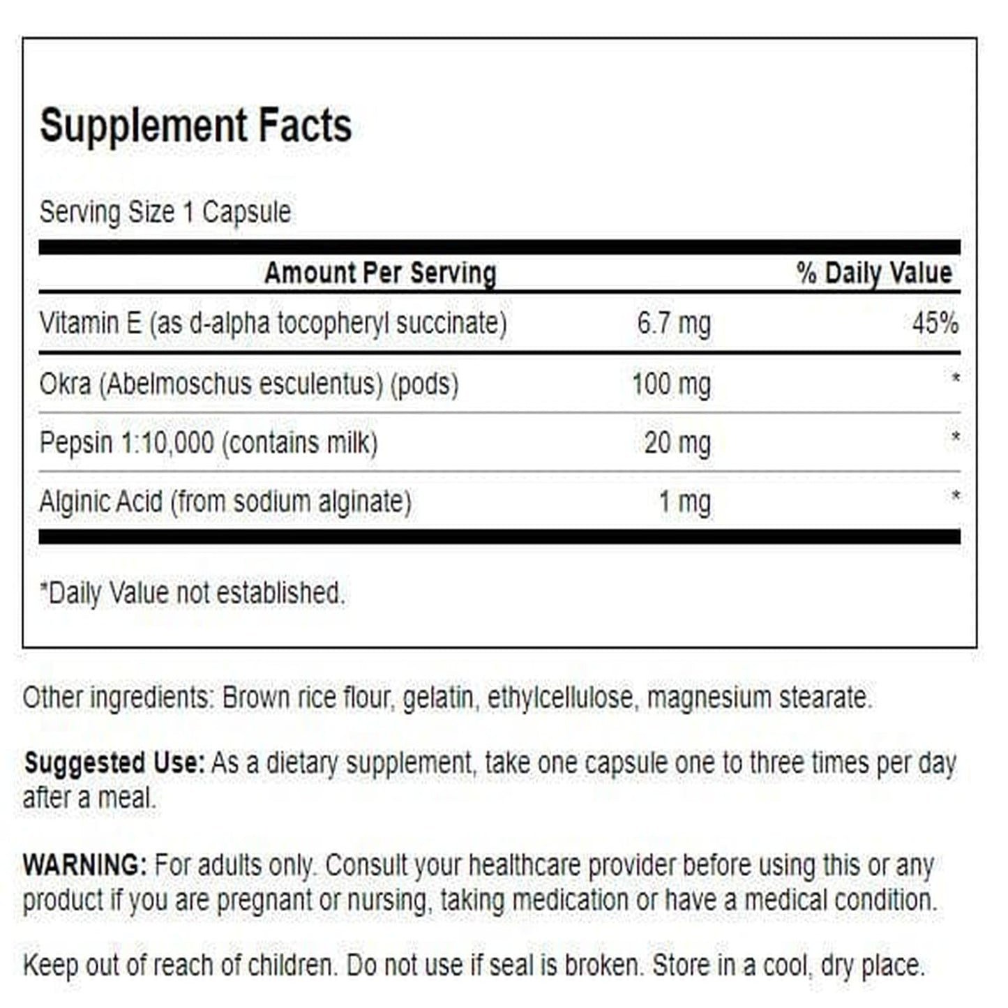 Swanson Okra Pepsin 90 Capsules