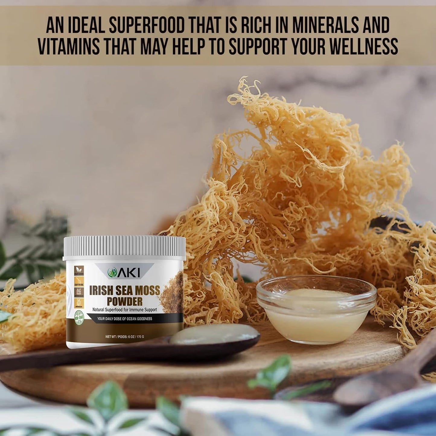 AKI ORGANIC Irish Sea Moss Powder, 6 oz