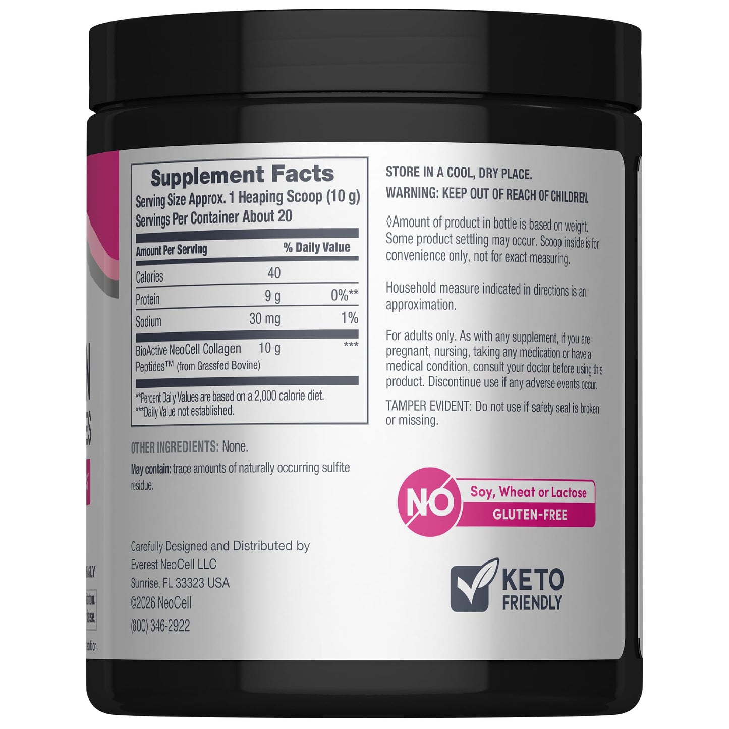 NeoCell Grassfed Collagen Peptides Powder 7 oz Unflavored Hair, Skin, & Nails