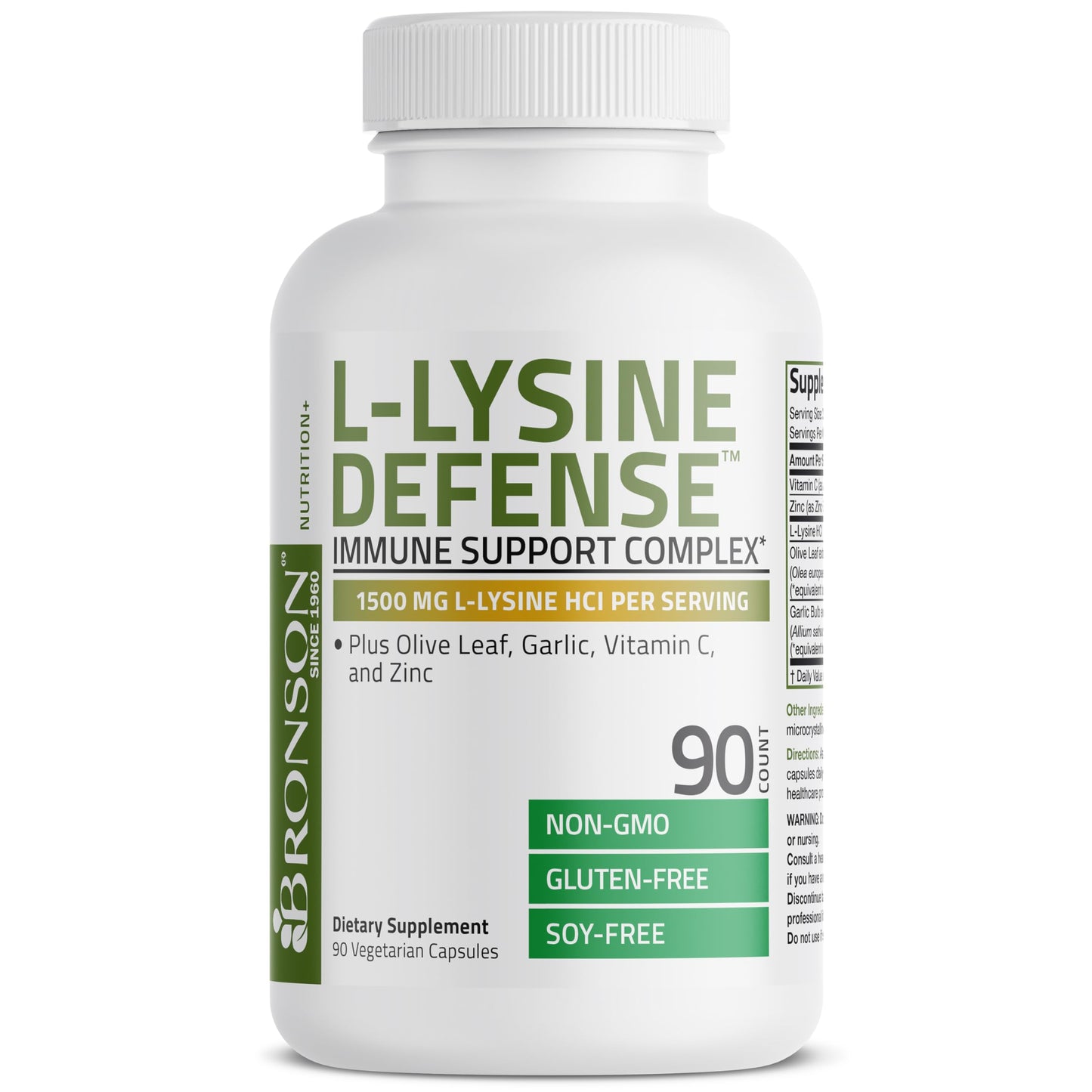 Bronson L-Lysine Defense Immune Support Complex 1500 mg Capsules, 90 Count