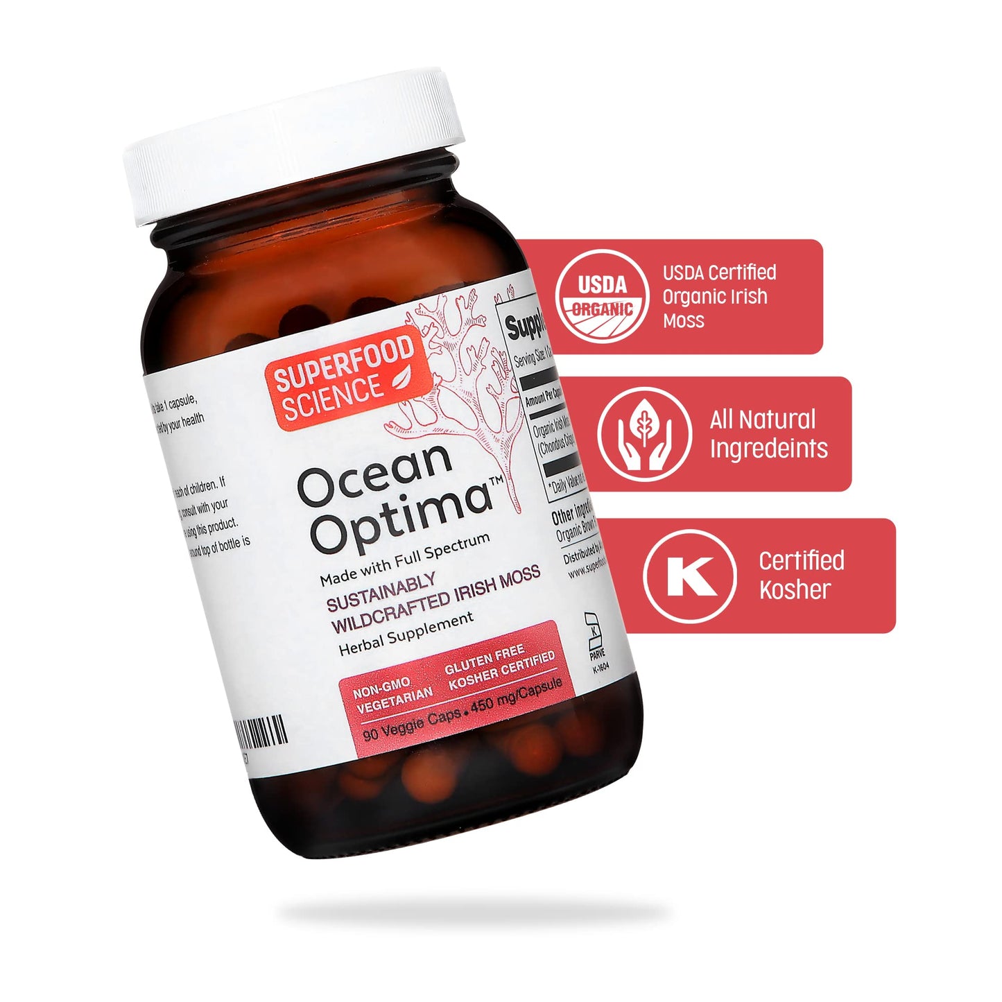 Superfood Science Ocean Optima Organic Sea Moss Capsules 90 Count
