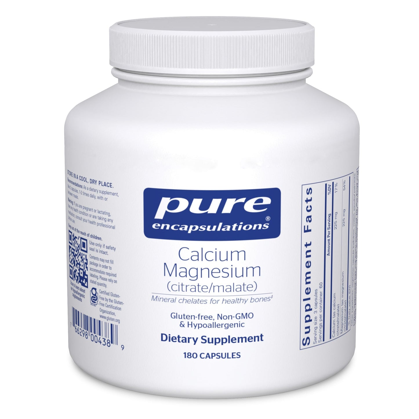 Pure Encapsulations Calcium Magnesium (Citrate/Malate) Capsules, 180