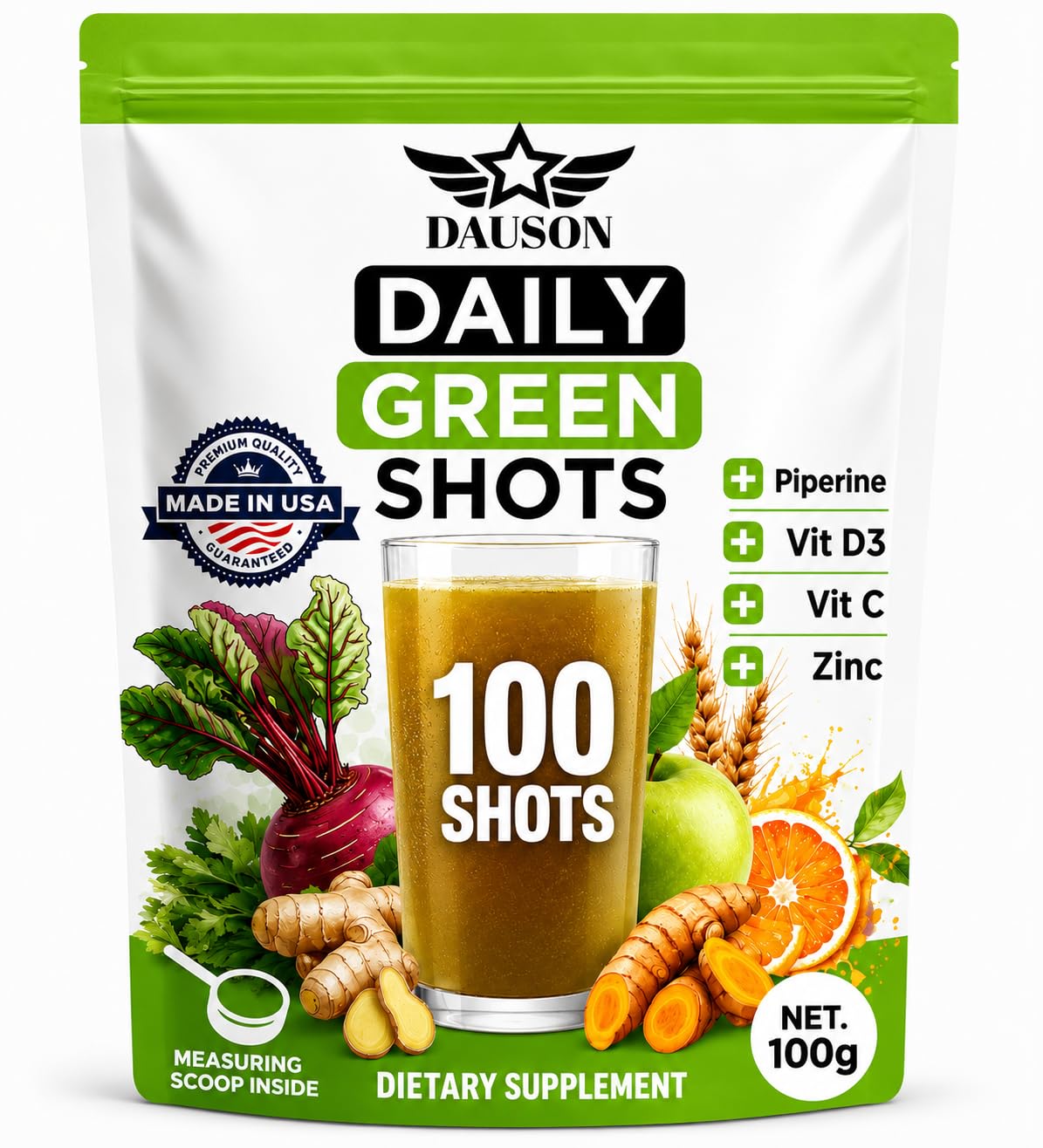 DAUSON Supergreen Shots Powder 100 Servings