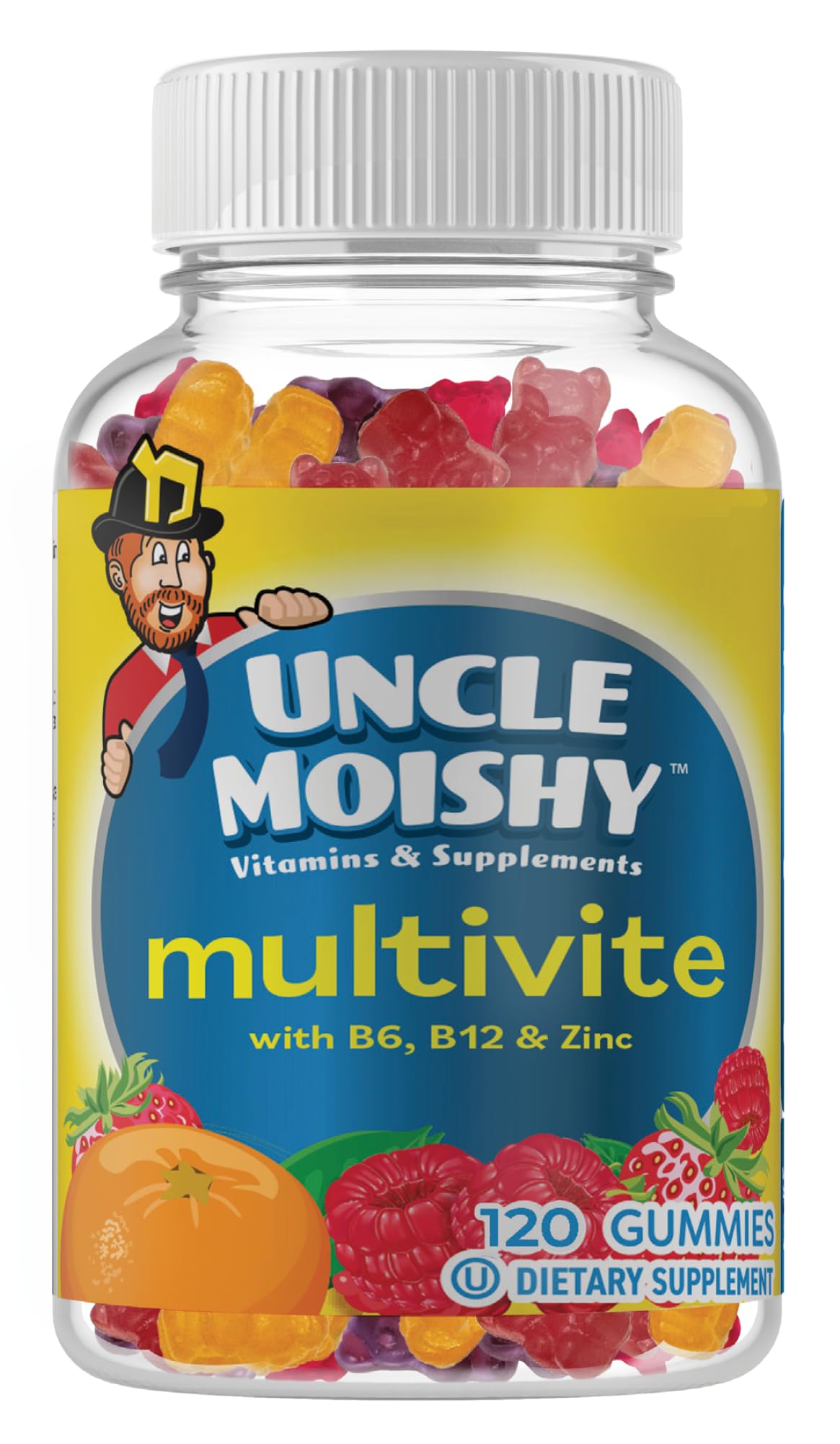 Whaline Uncle Moishy Children's Multi-Vitamin Mineral Jellies with Choline Gummy 120 Count