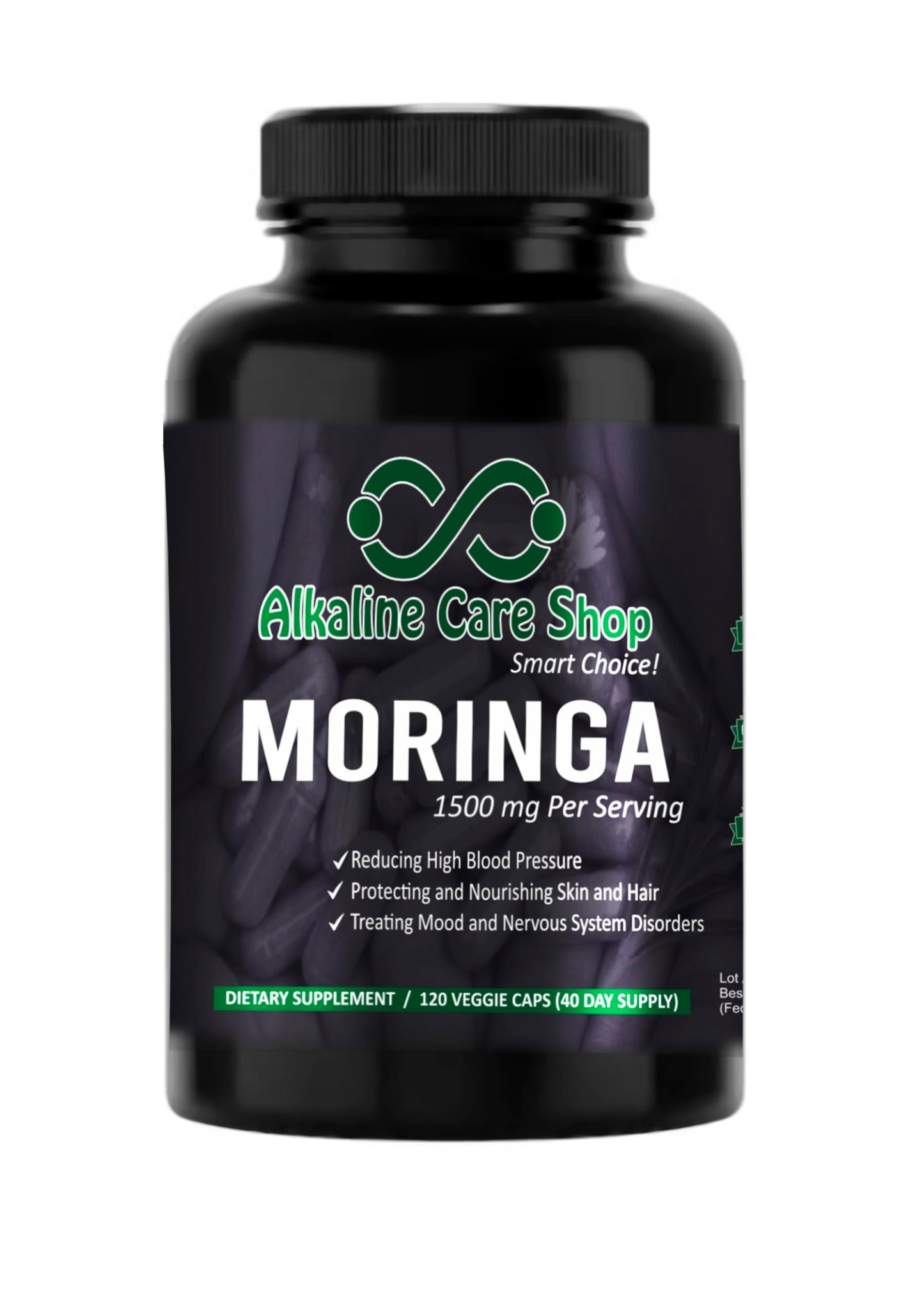 Alkaline Care Shop Moringa Premium Extract 1500mg Vitamin C High Absorption, 100% Natural, Whole Food, Non-GMO Supplement Capsule 1