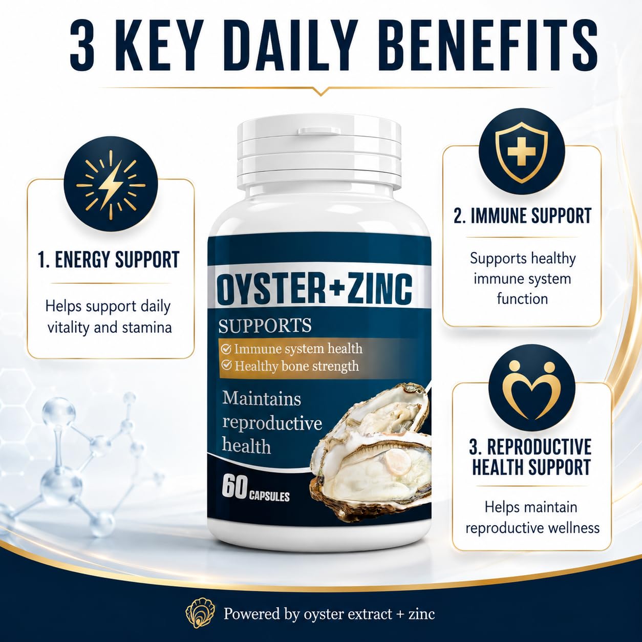Clijyyem Oyster Extract with Zinc Powder Capsules, 60 Count